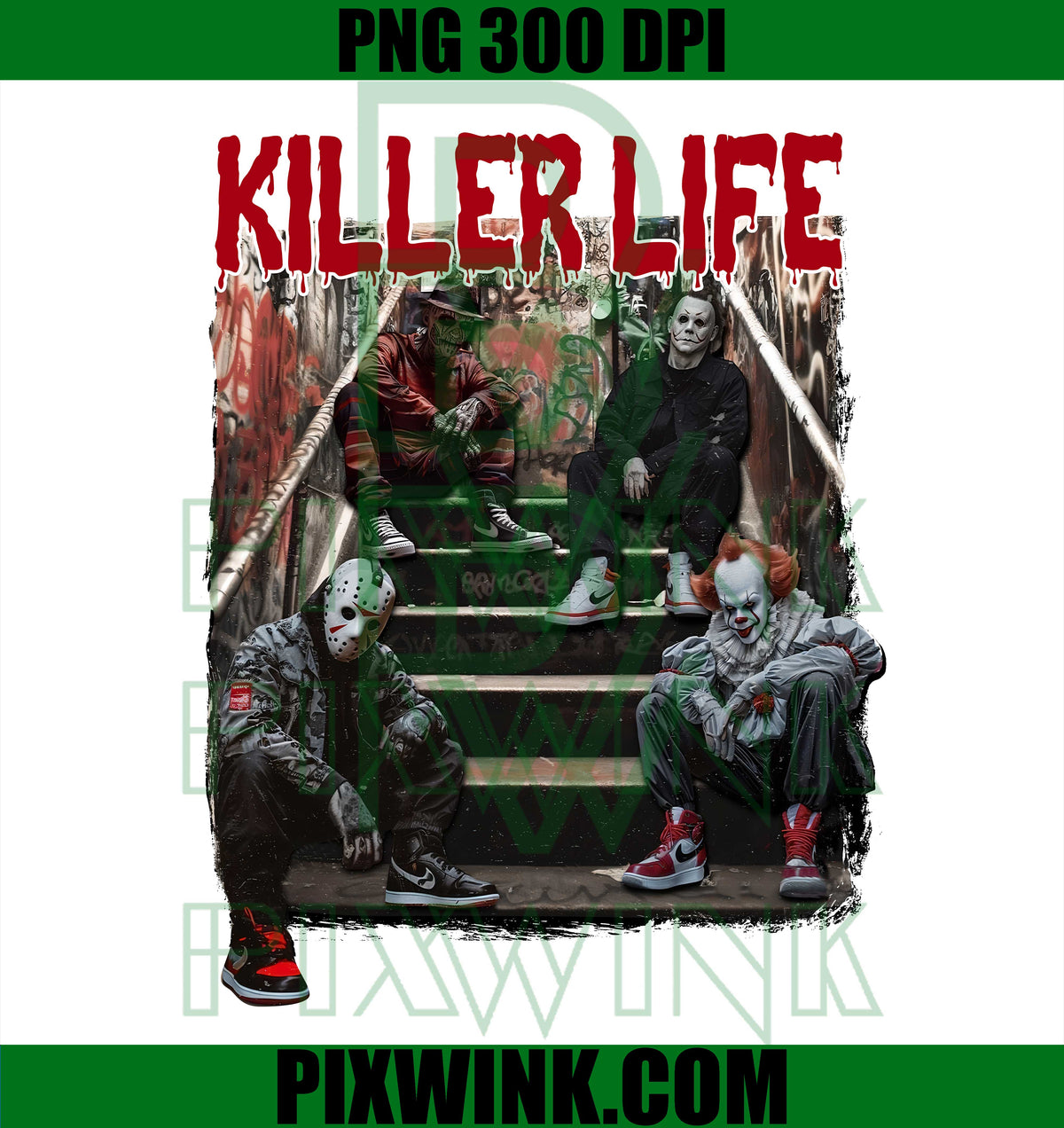 Horror Characters Friends PNG, Thug Life PNG, Scary Movie Digital PNG