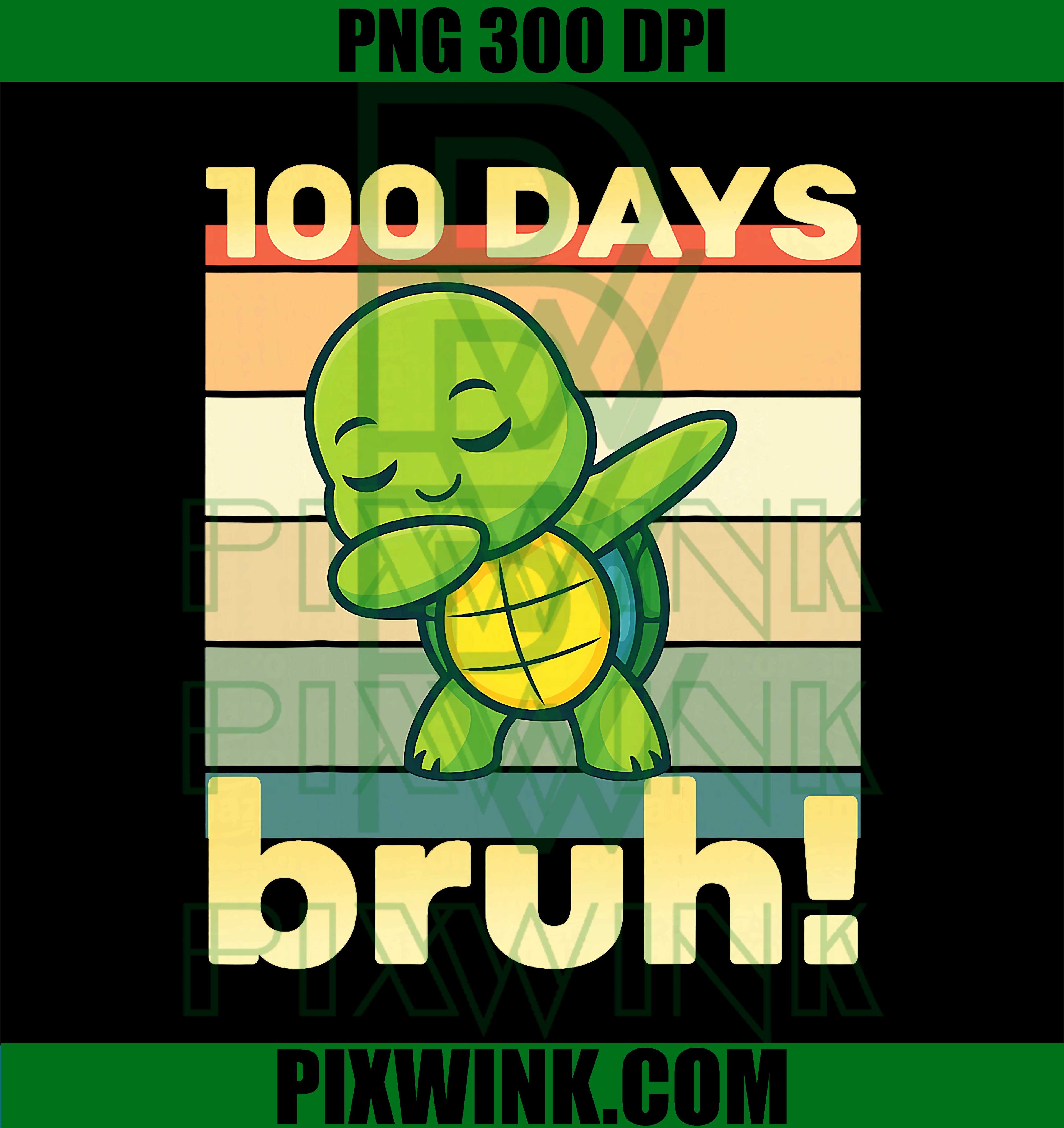 Bruh Dabbing Turtle 100 Days of School PNG