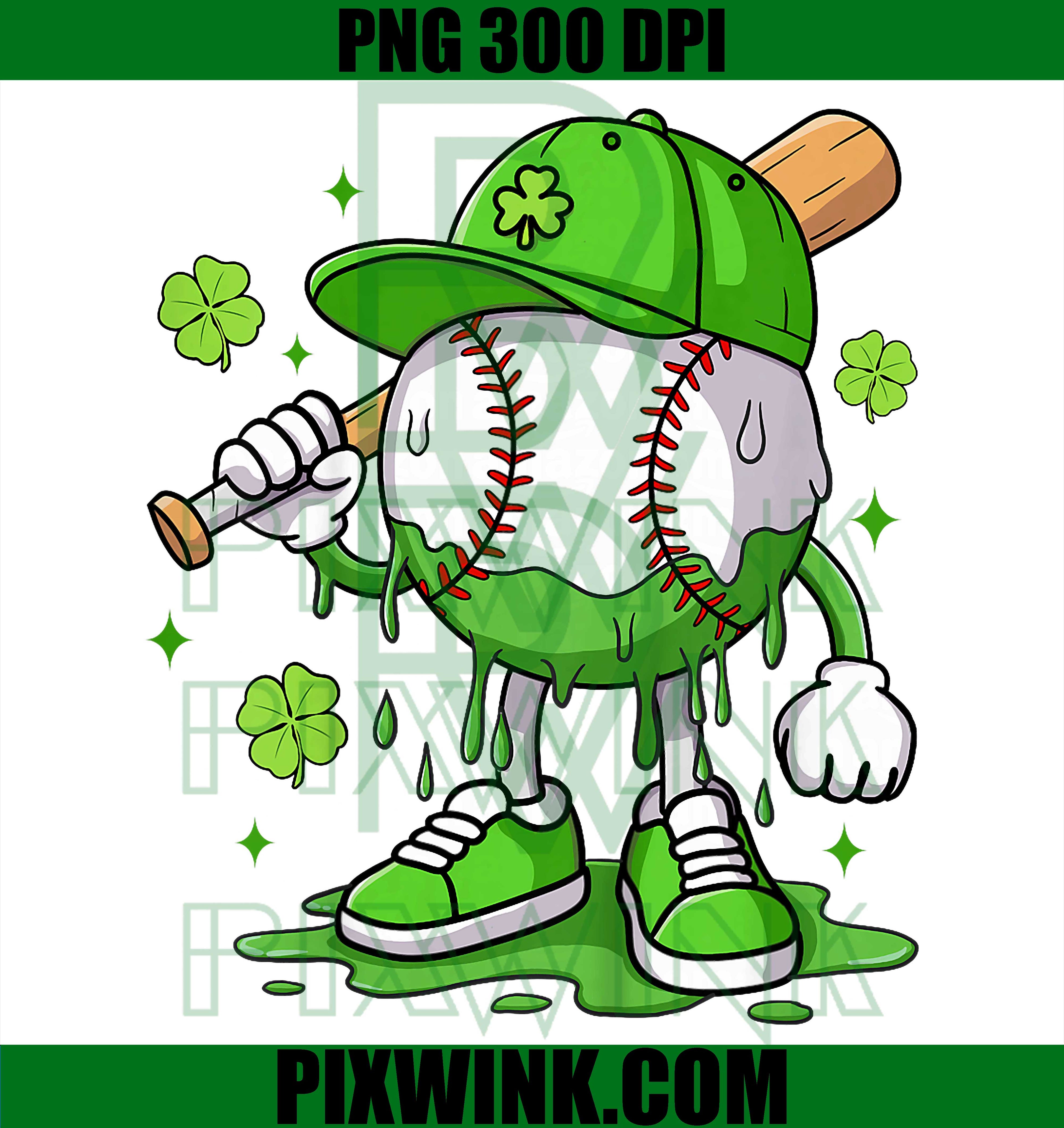 Kids Happy St Patricks Day PNG, Boys Baseball Ice Cream Drip PNG