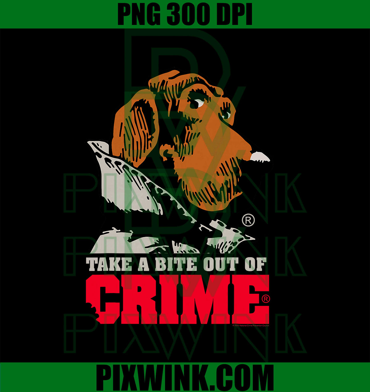McGruff The Crime, Dog Take a Bite Out of Crime Retro PSA PNG