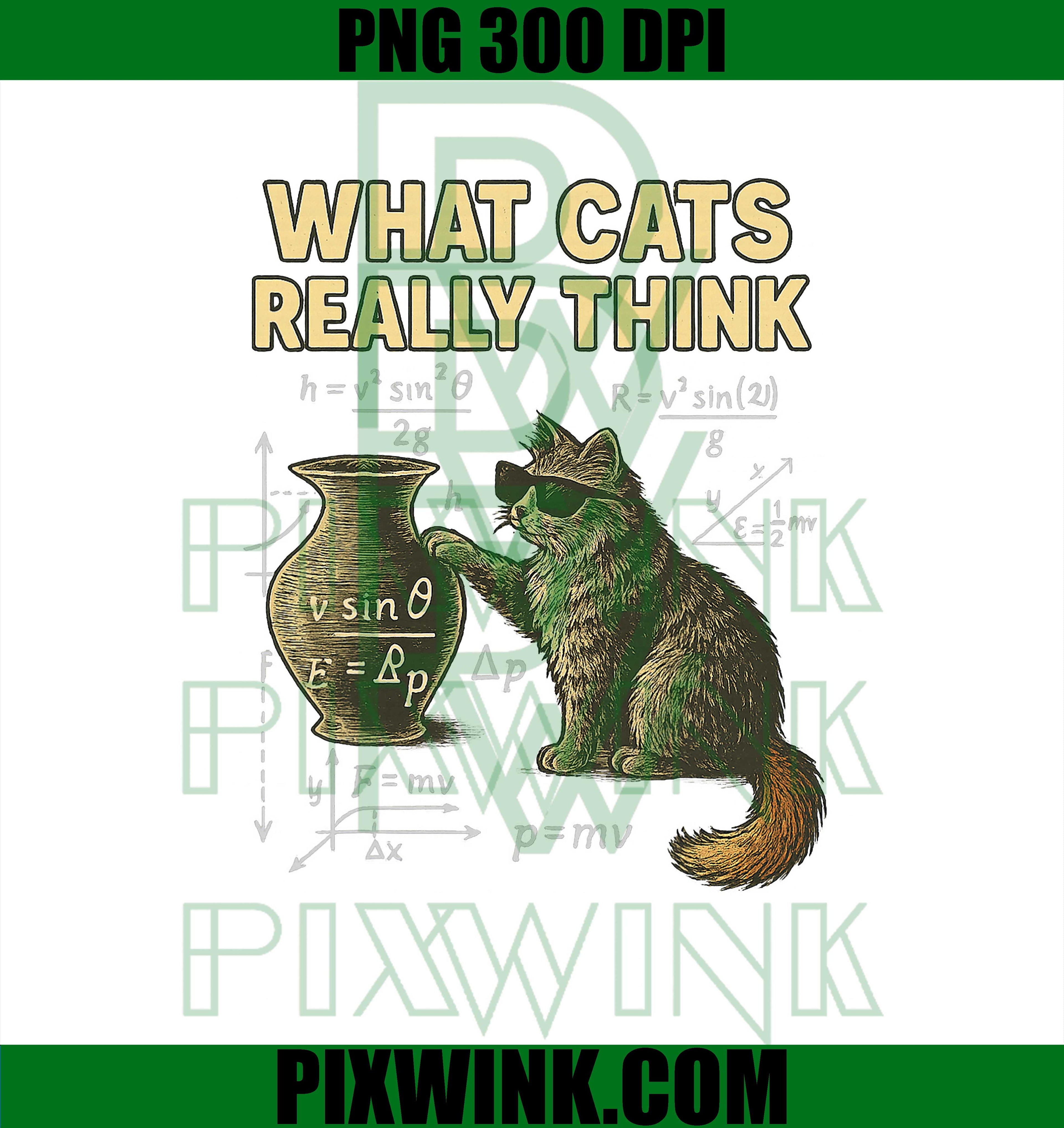 Funny Science Cat Physics What Cats Think PNG, Funny Cat Math Physics Equations PNG