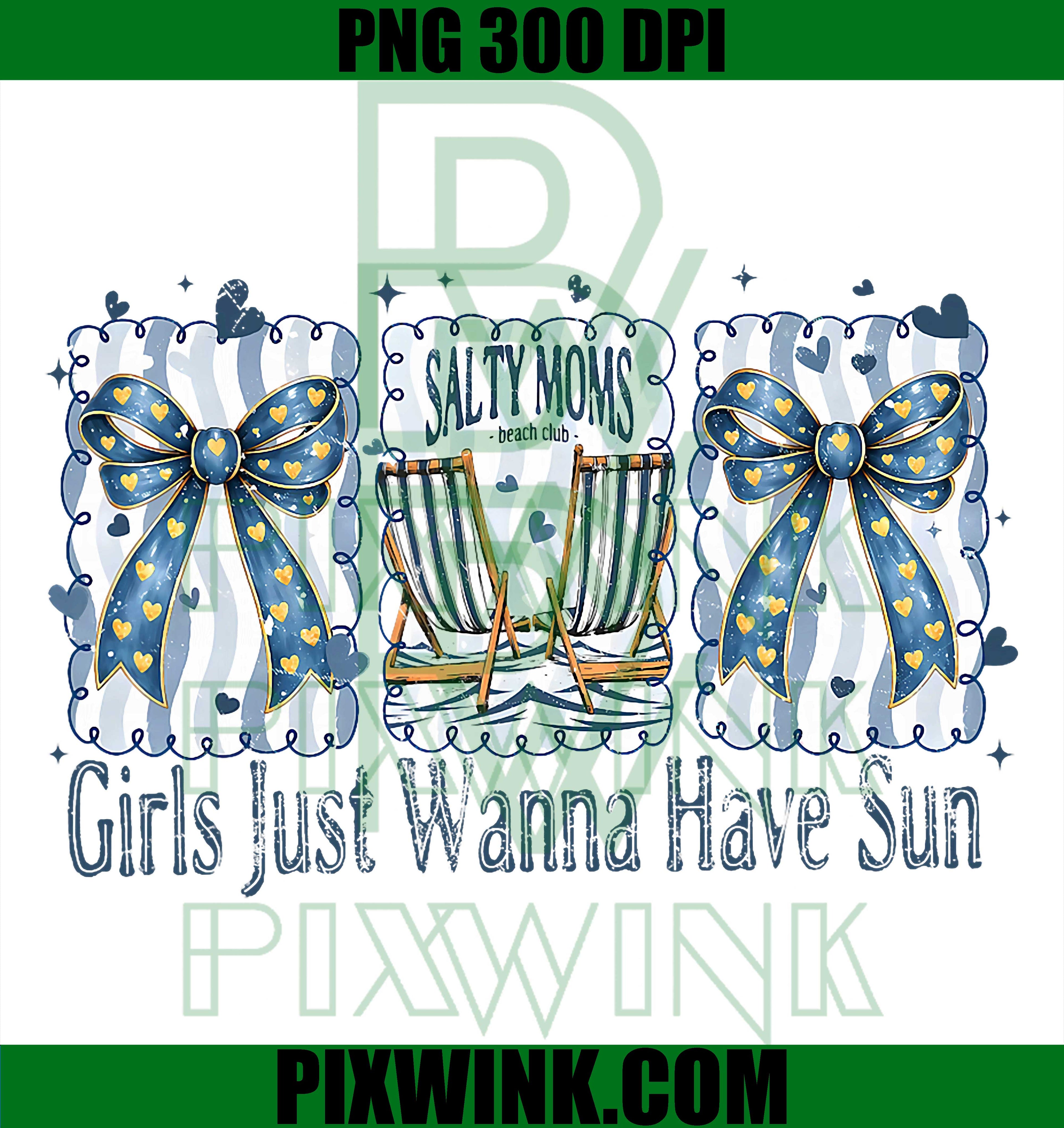 Coquette Bow Salty Moms PNG, Beach Club Summer PNG
