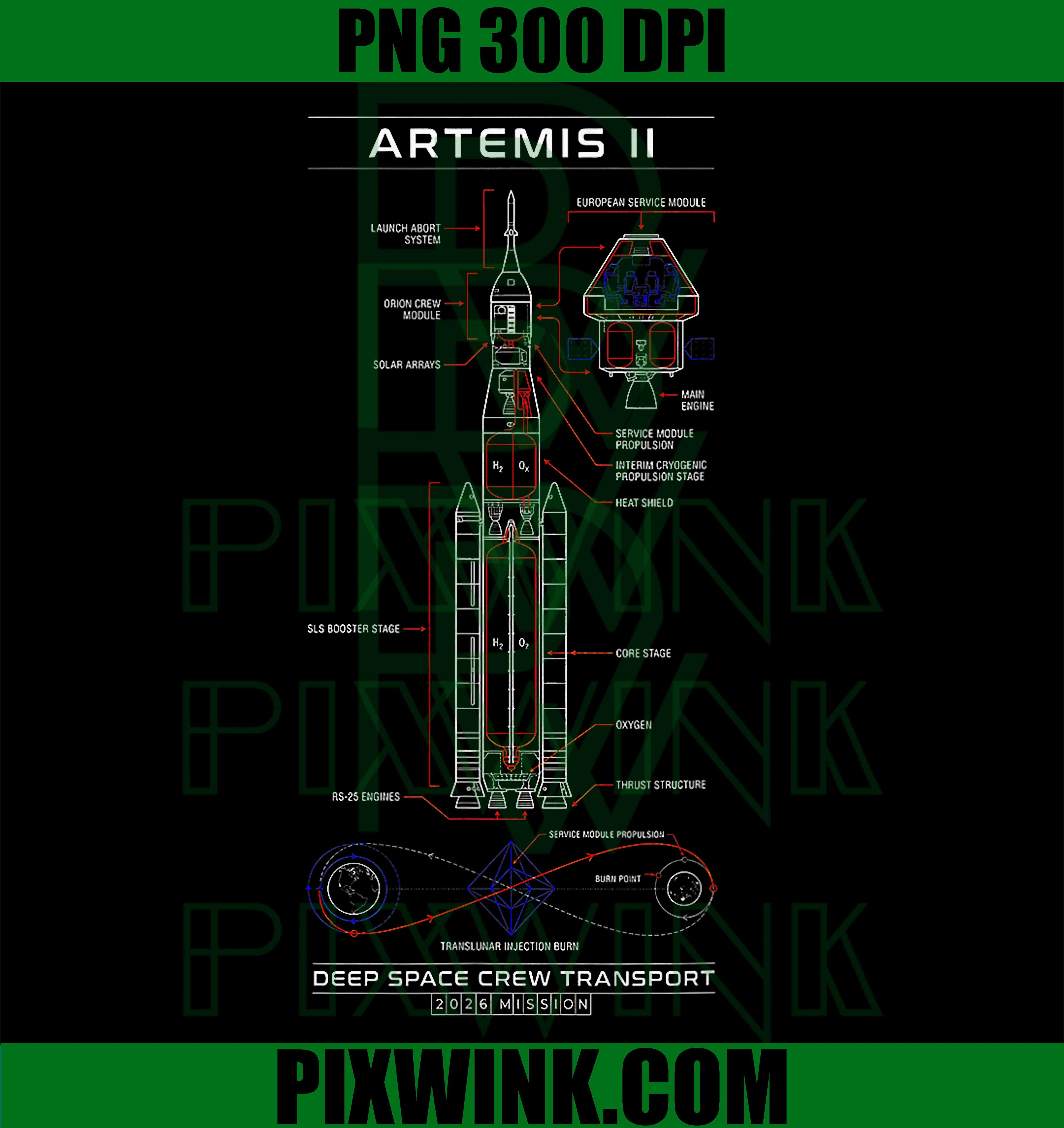 Blueprint Space Rocket PNG, Artemis 2 Moon Mission PNG
