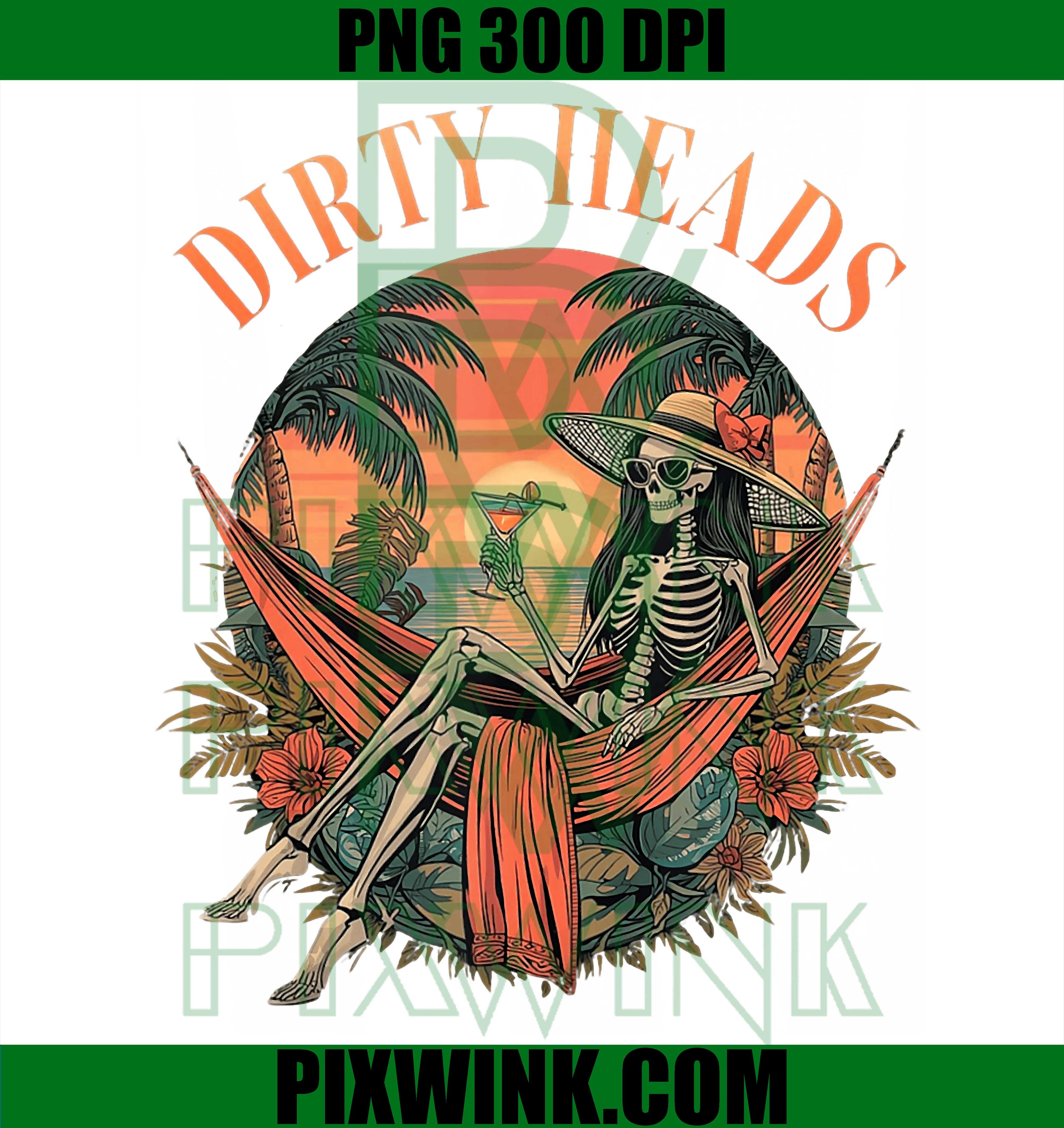 Dirty Heads Skeleton PNG, Women Beach Summer PNG Vacation Skull Design