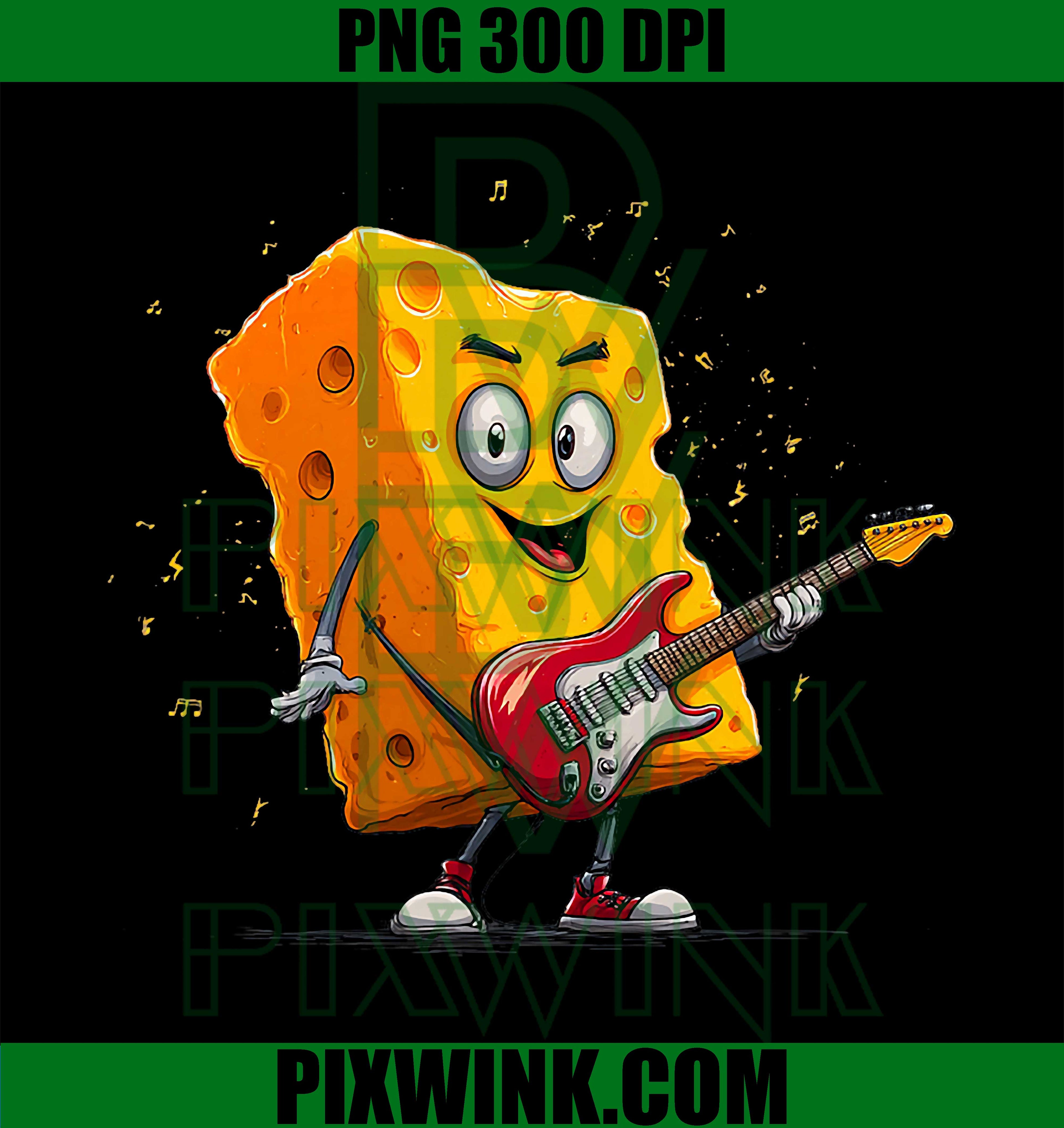 Awesome Dairy Cheese PNG, Rock Guitar Lovers Design PNG