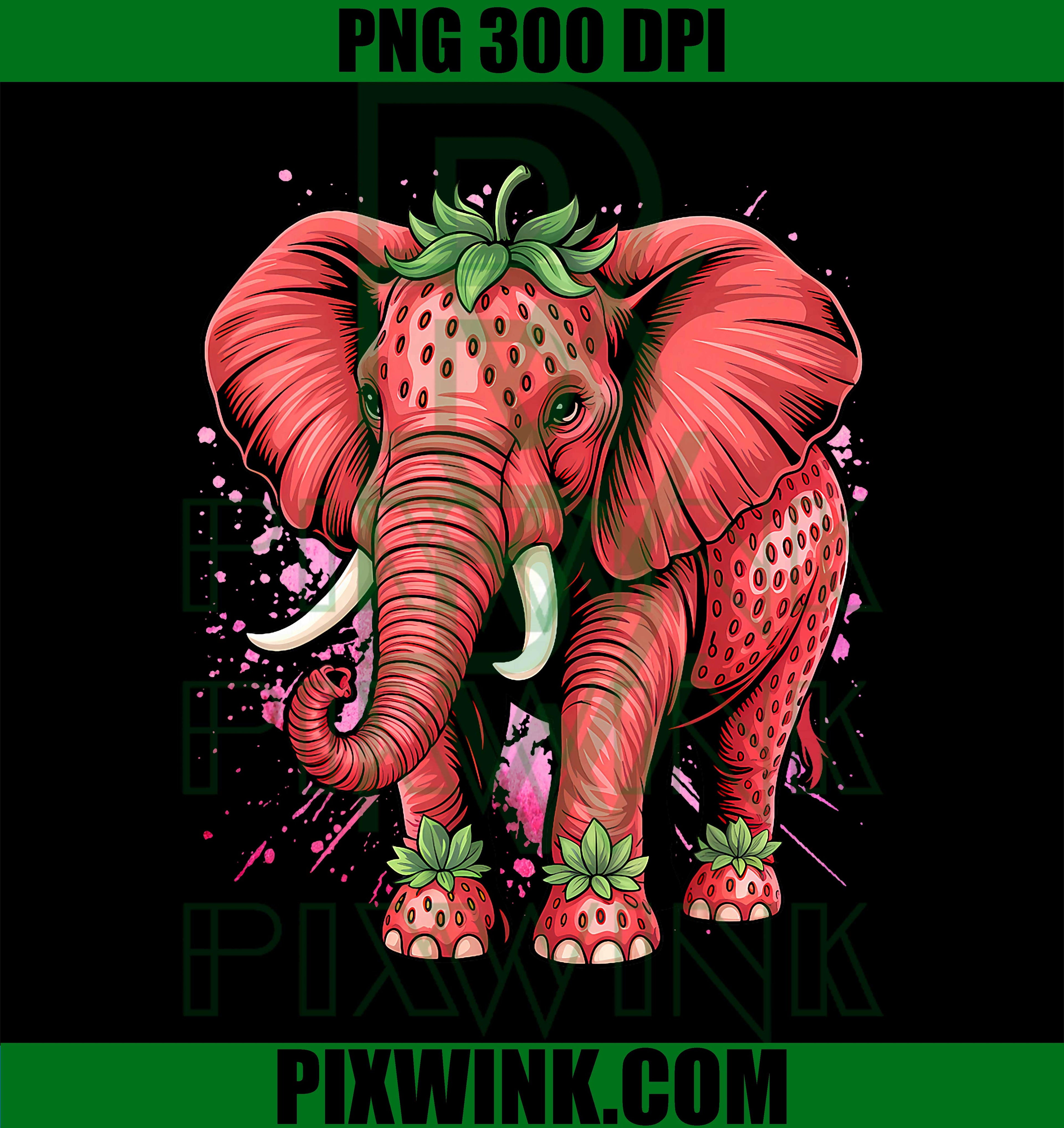 Strawberry Elephant PNG, Italian Brain Rot Meme, Birthday Funny PNG