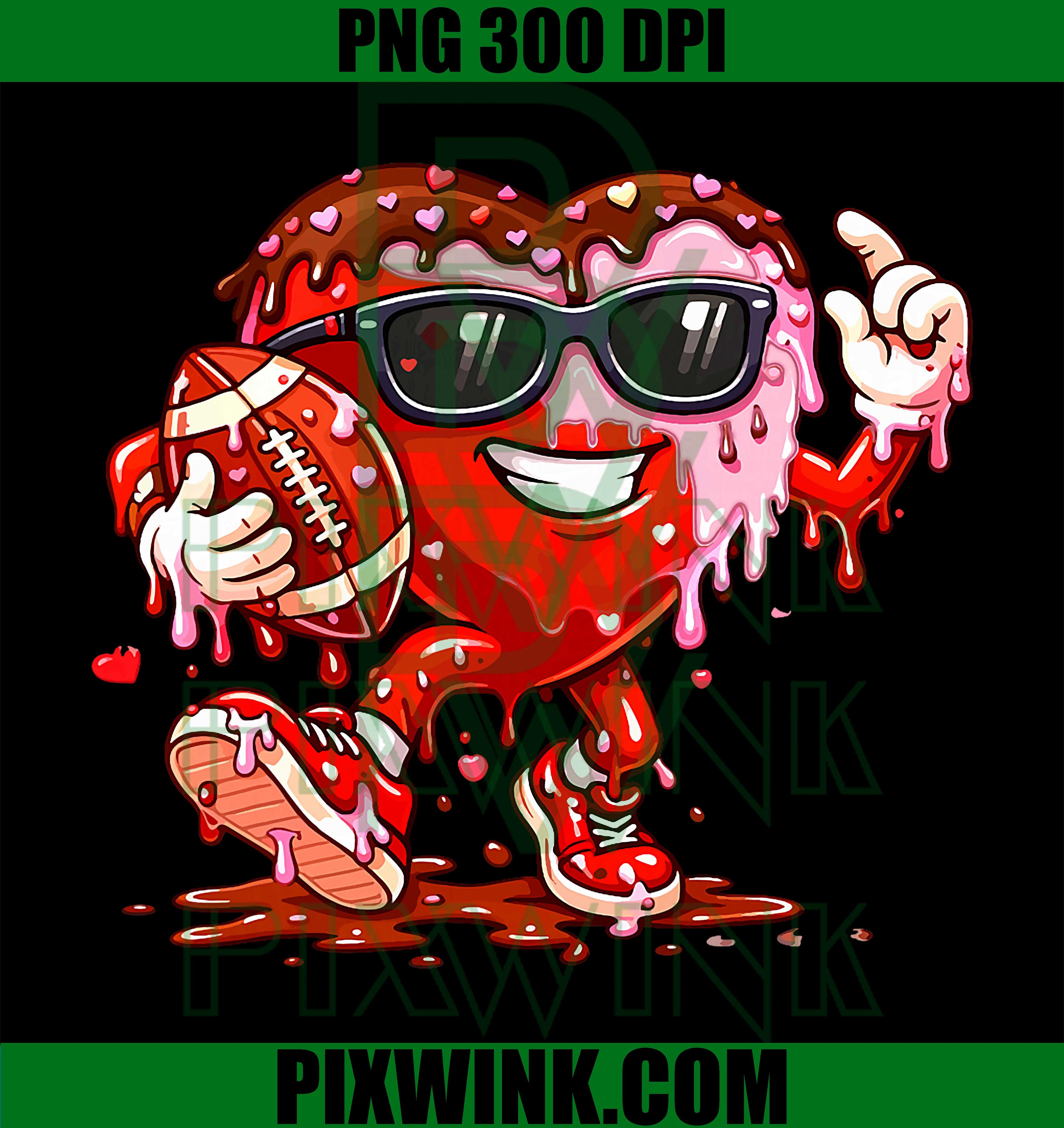 Drip Heart Football PNG, Valentines Day PNG, Ice Cream Kids Sport Art PNG