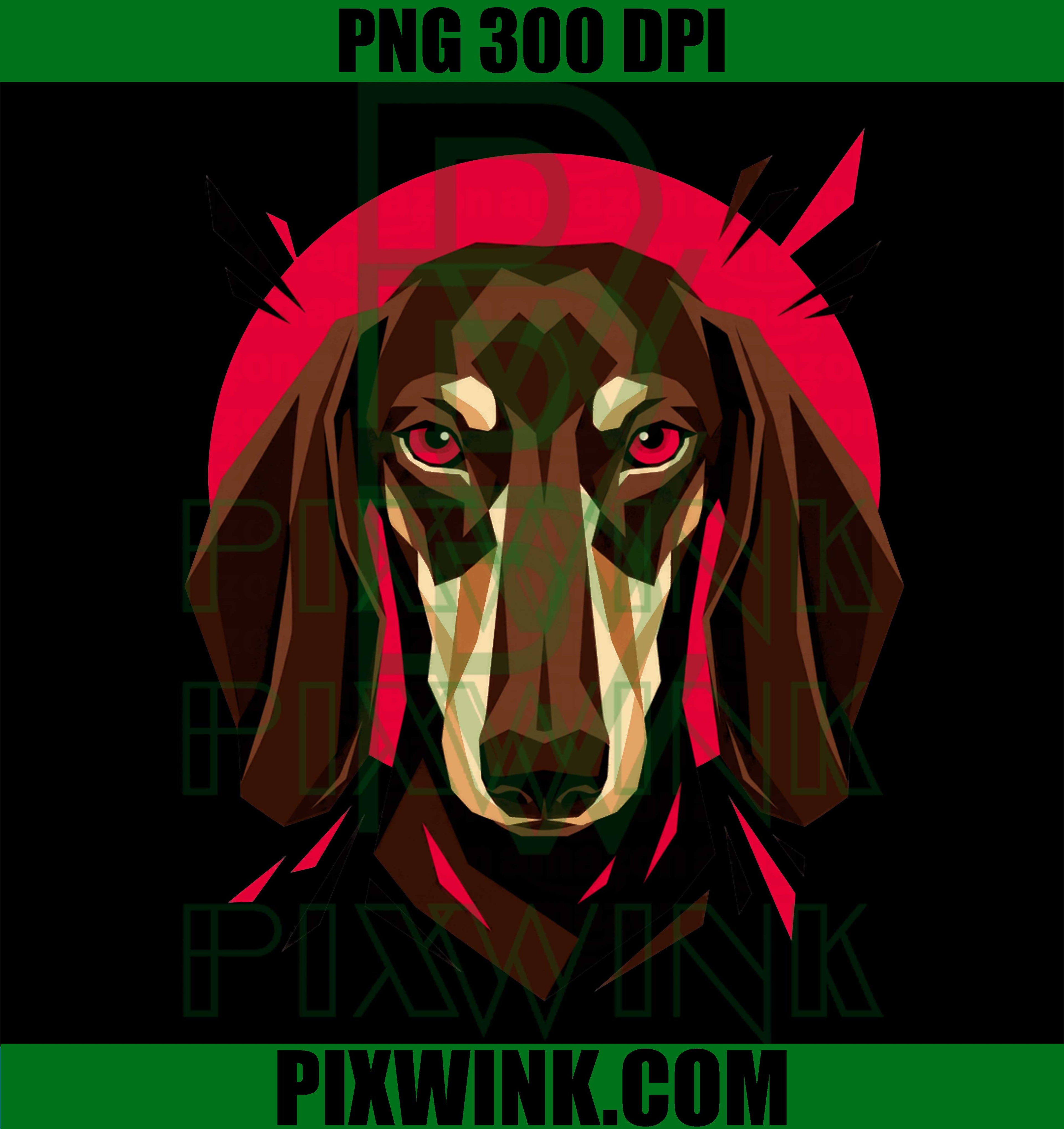 Geometric Dachshund PNG, Japanese Aesthetic Art PNG, Japan Style PNG