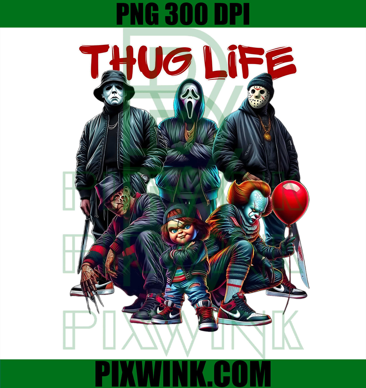 Horror Thug Life PNG, Slasher Movie PNG, Halloween Gangsta PNG