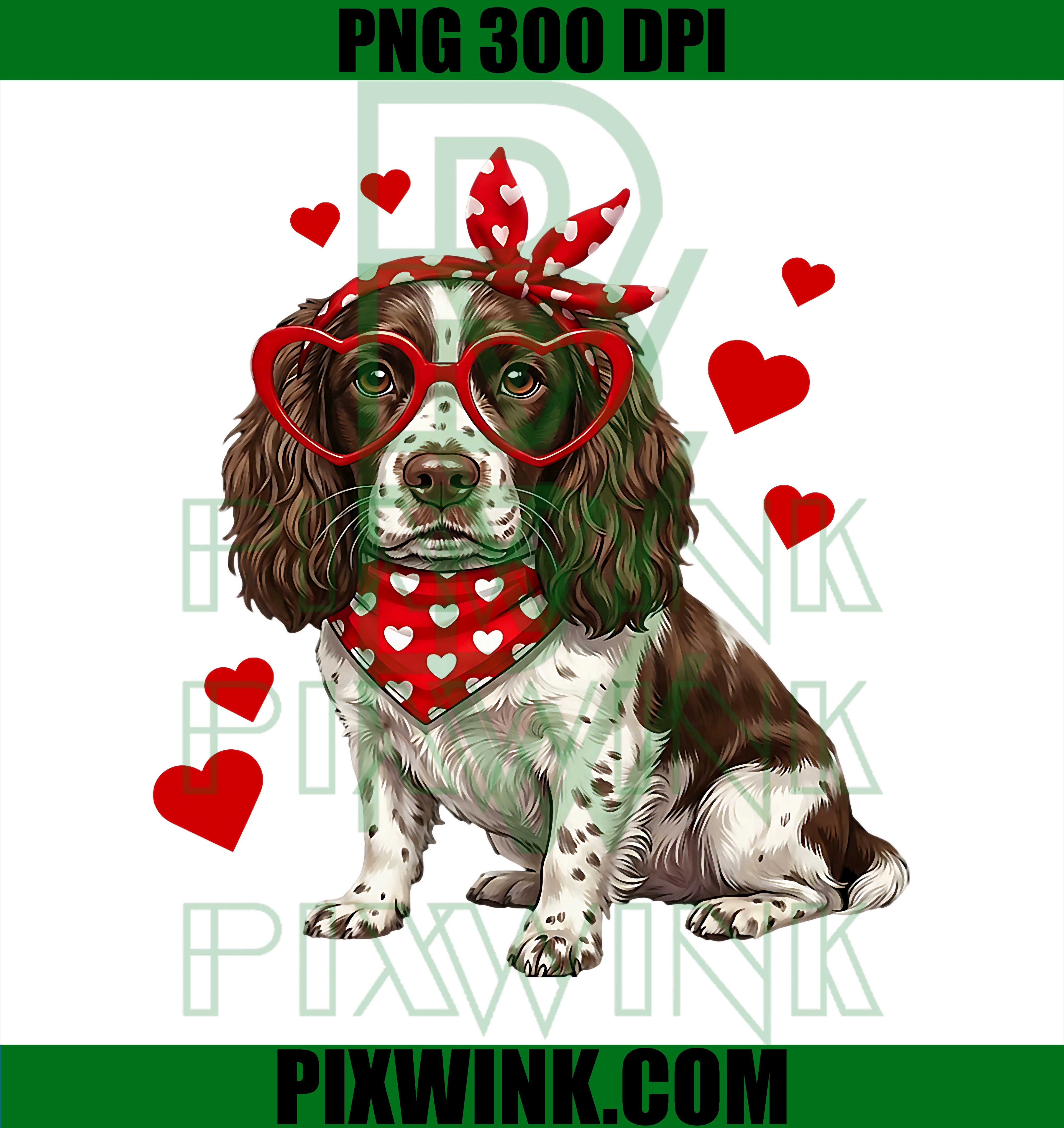 English Springer Spaniel Valentine PNG, Cute Dog Heart Lover PNG