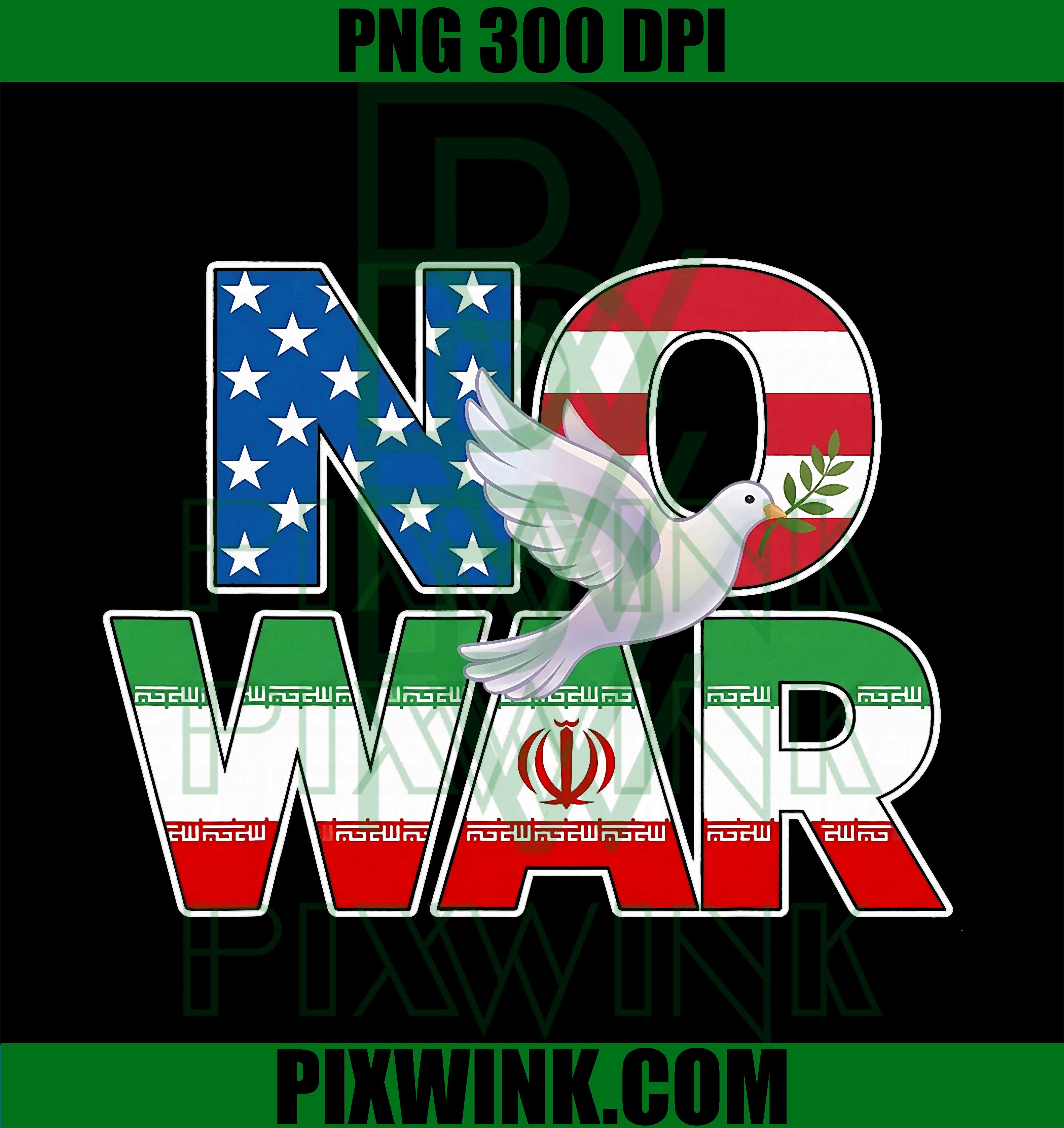 No War Vintage Dove PNG, Iran USA Flag Peace Protest Graphic PNG