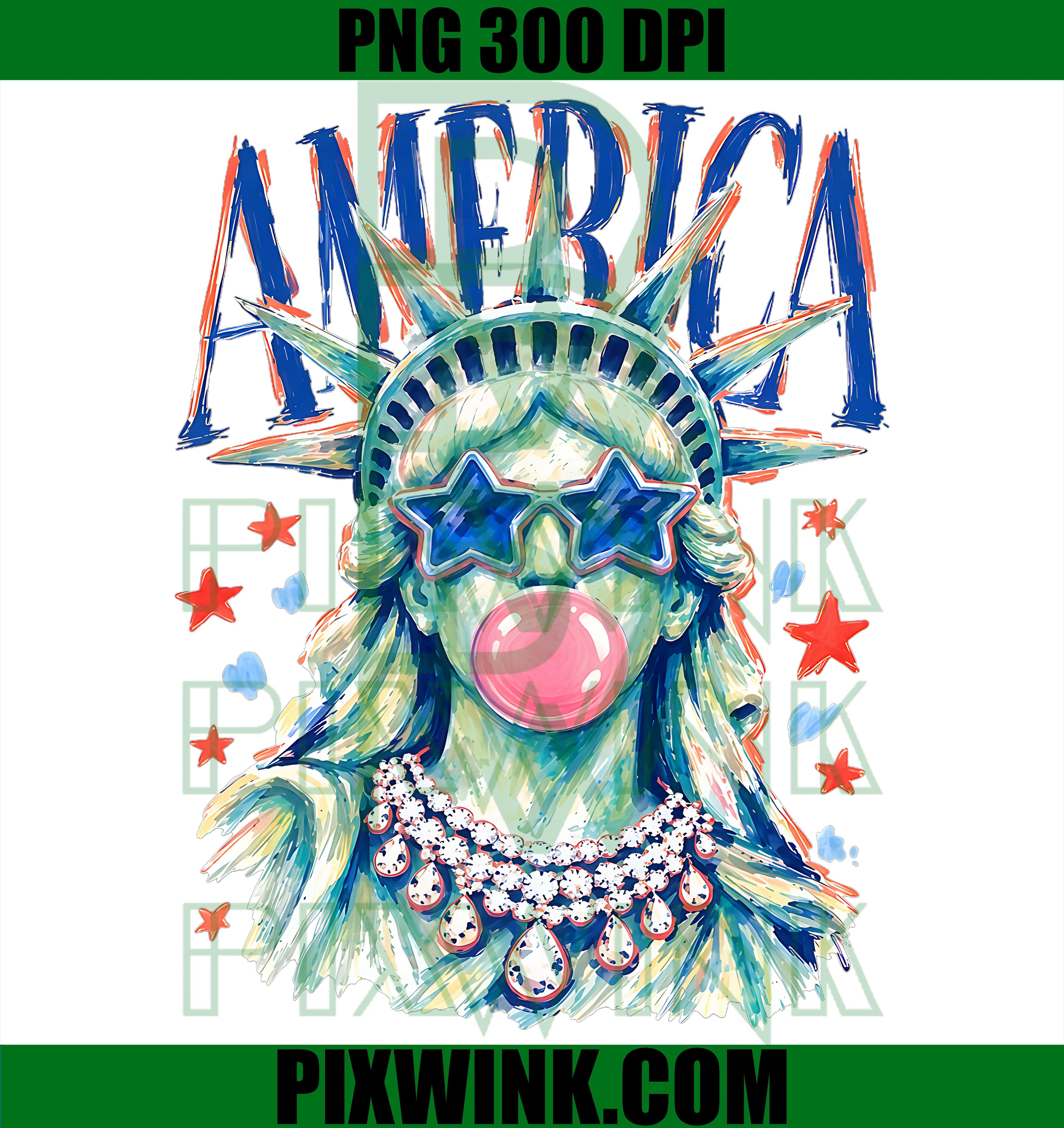 America Statue of Liberty Bubble Gum PNG, Patriotic Freedom Graphic PNG