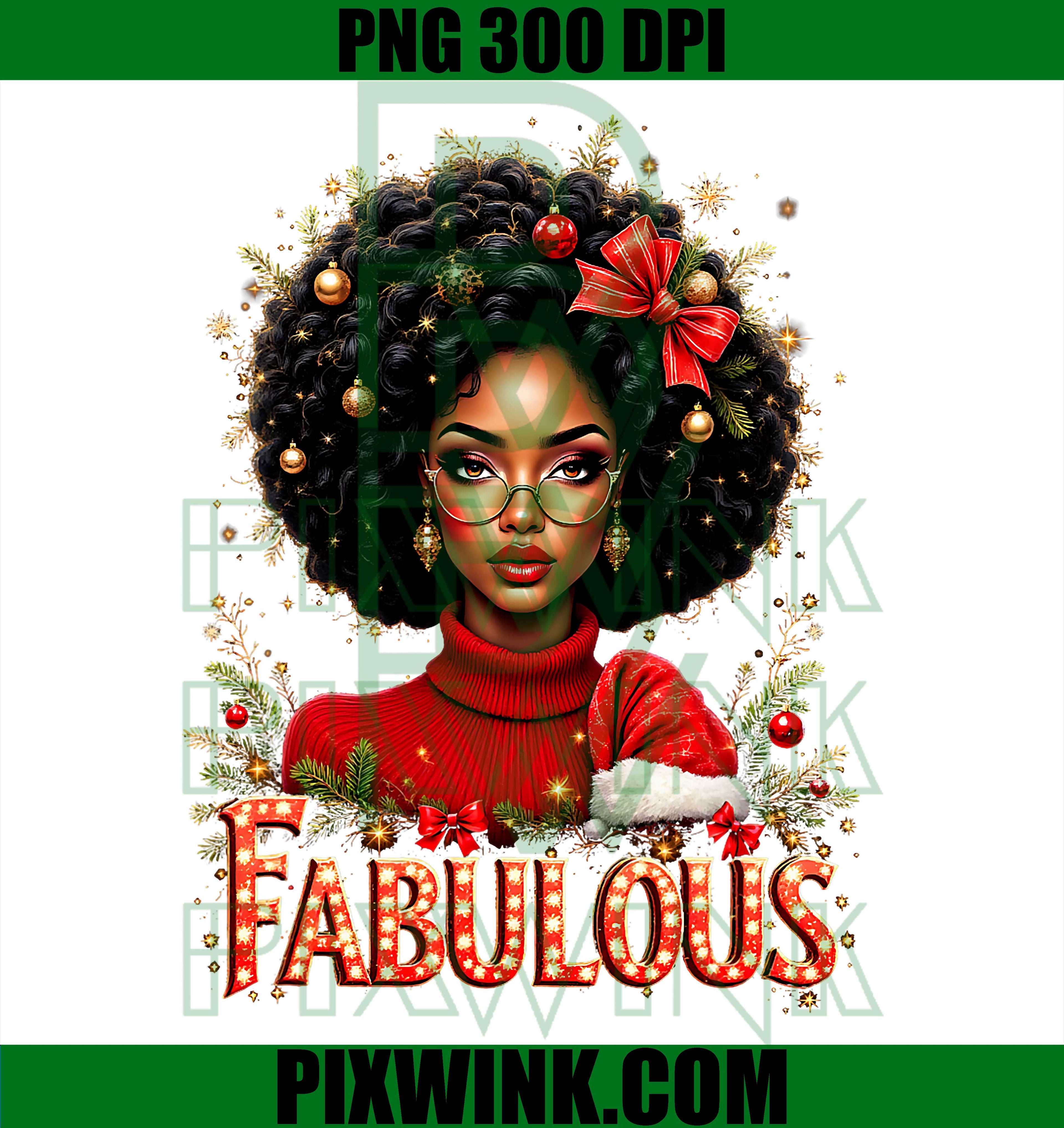 Christmas African American Melanin Afro Sleigh Queen PNG