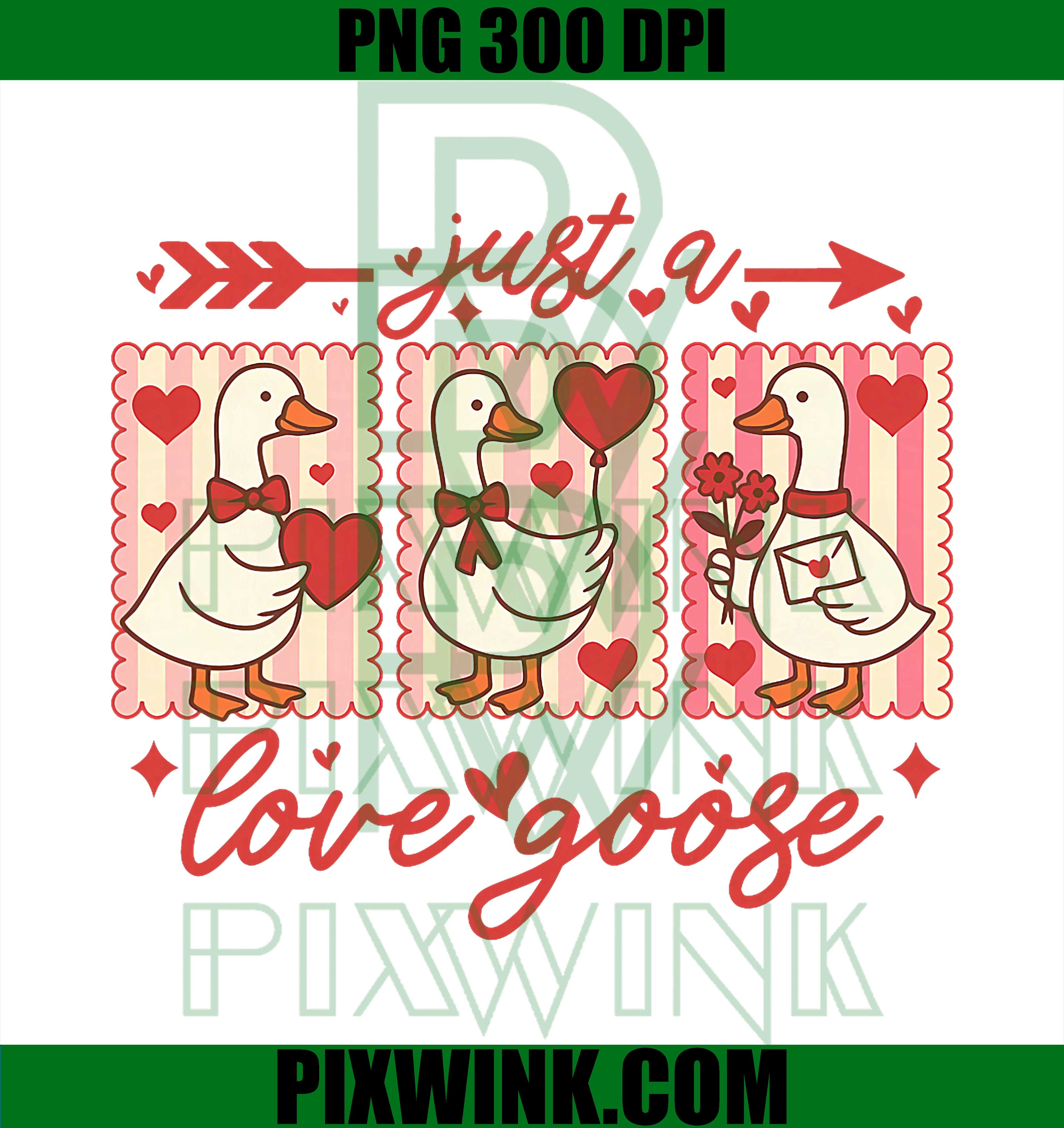 Just A Love Goose Valentine, Duck Silly Goose Valentines PNG