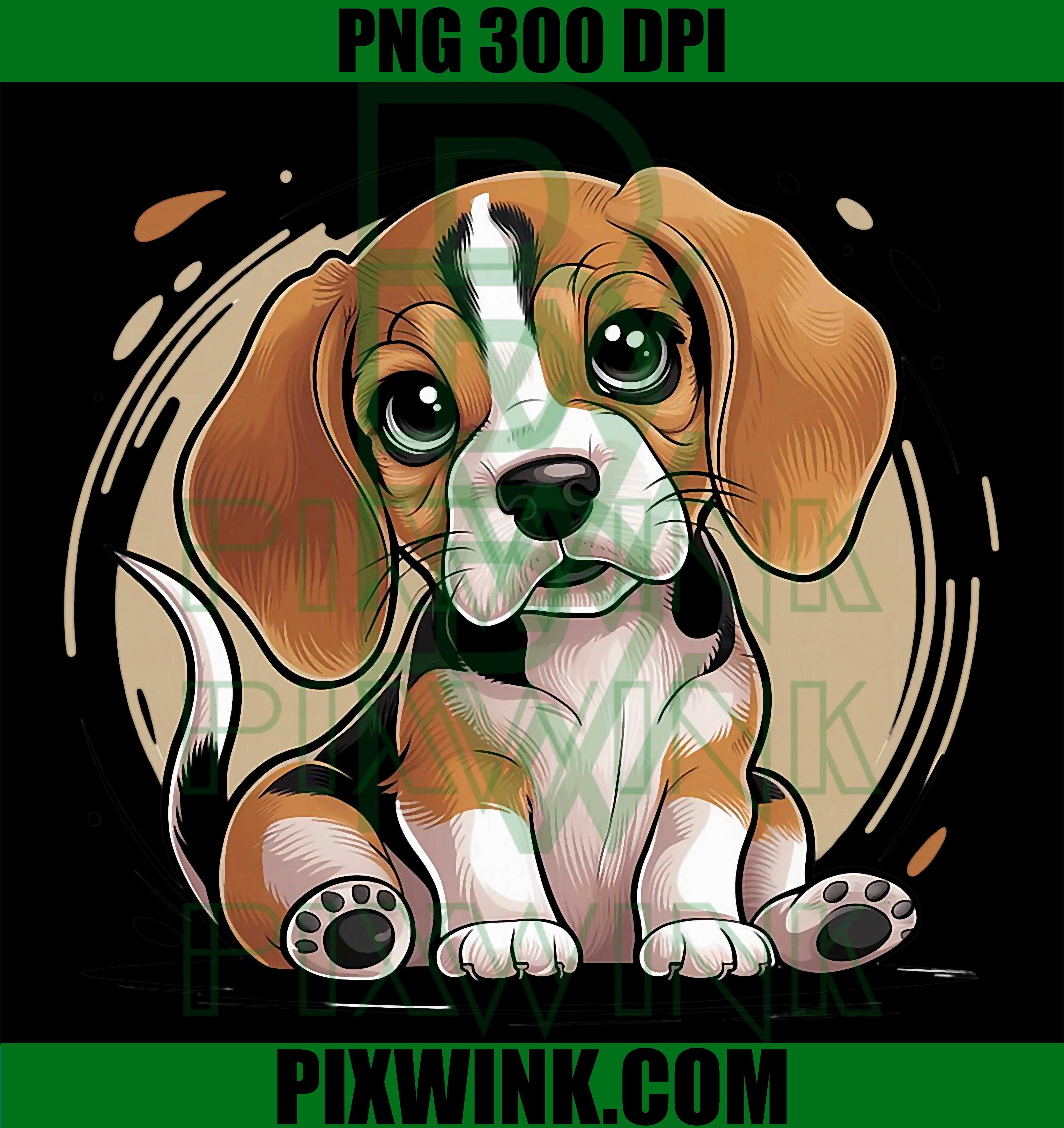 Cute Beagle Puppy PNG, Kawaii Dog Lover PNG