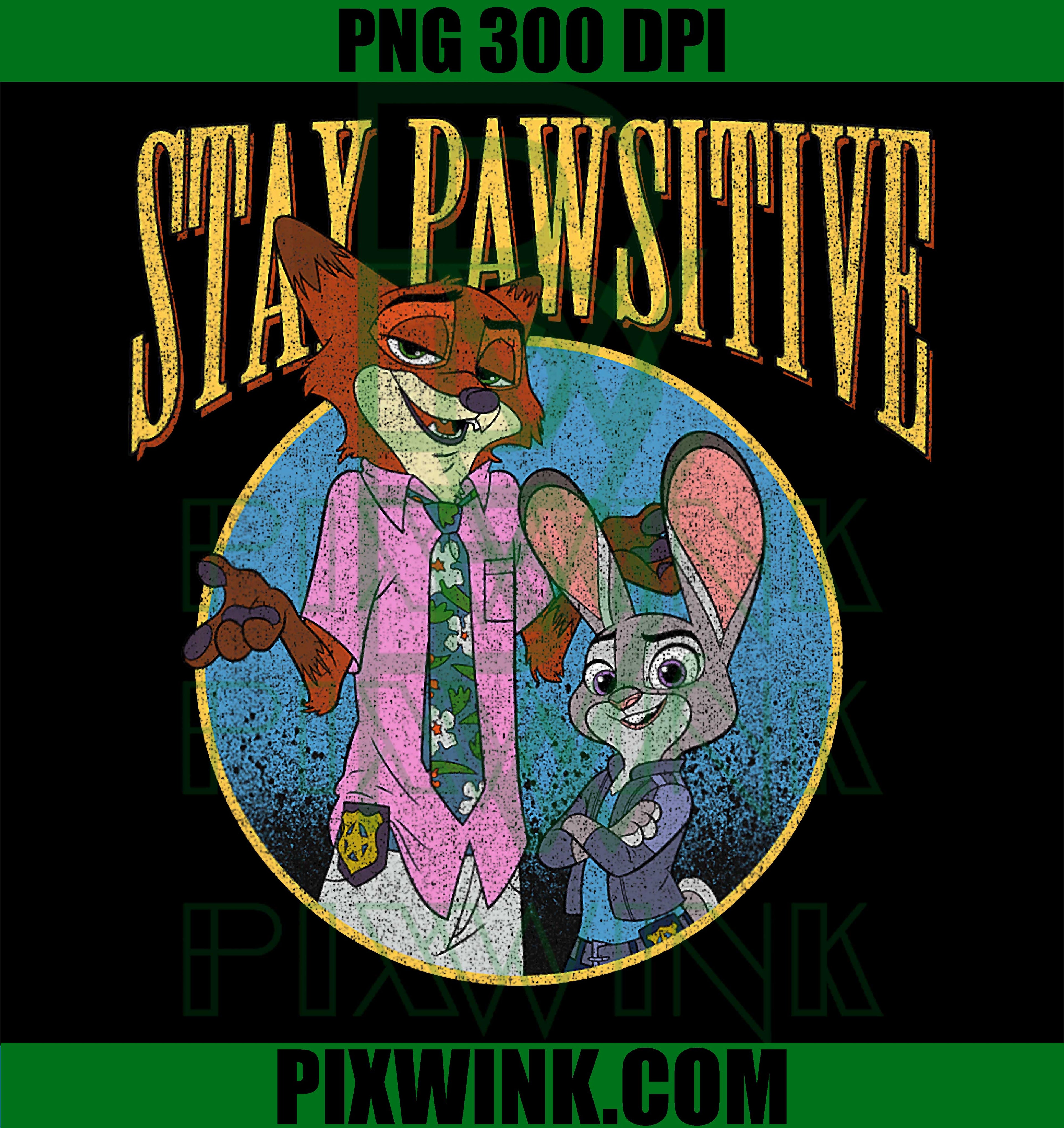 Disney Zootopia 2 PNG, Stay Pawsitive Distressed Portrait PNG