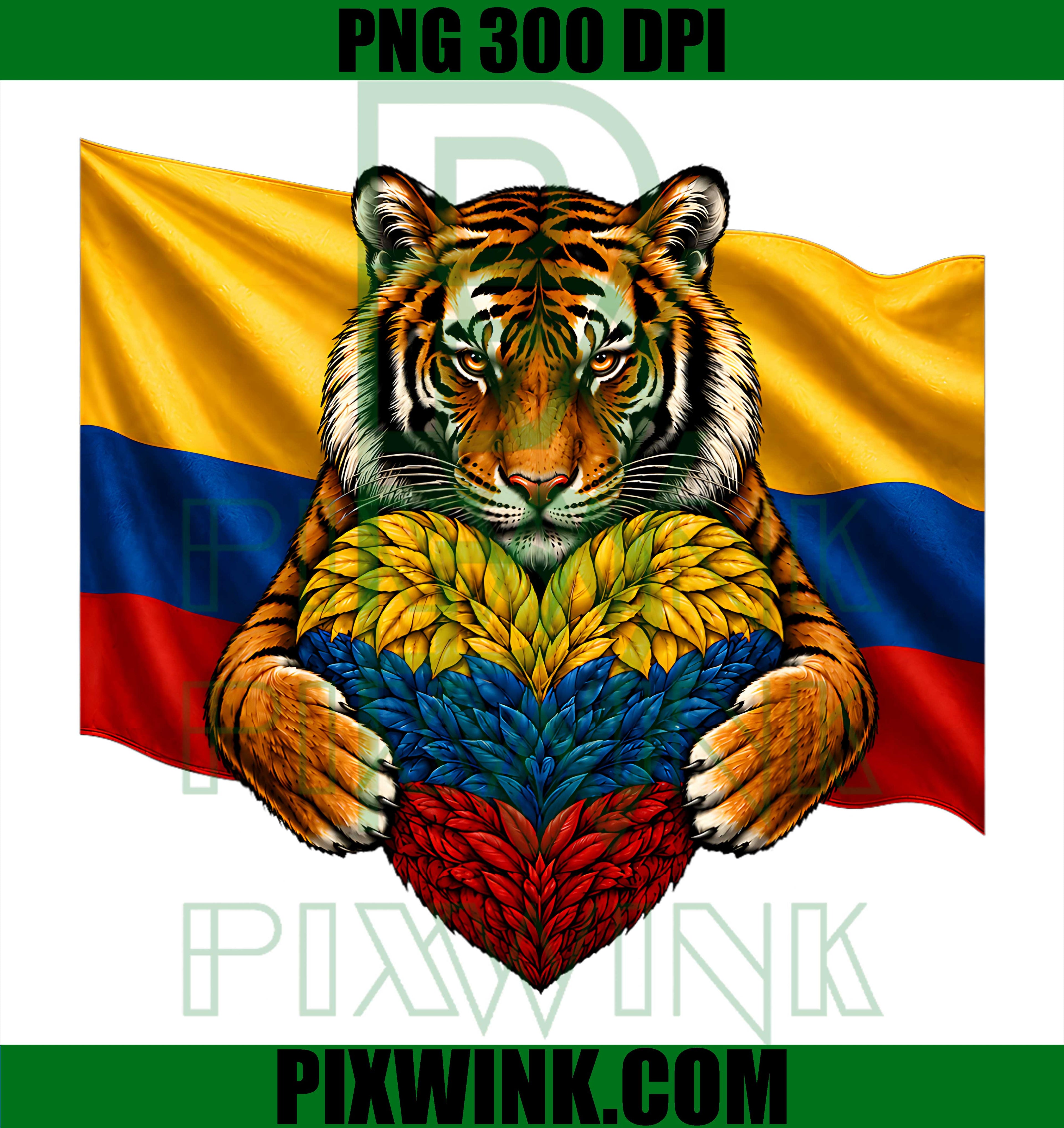 Colombia Flag Tiger Heart PNG, Colombian Pride Heritage PNG