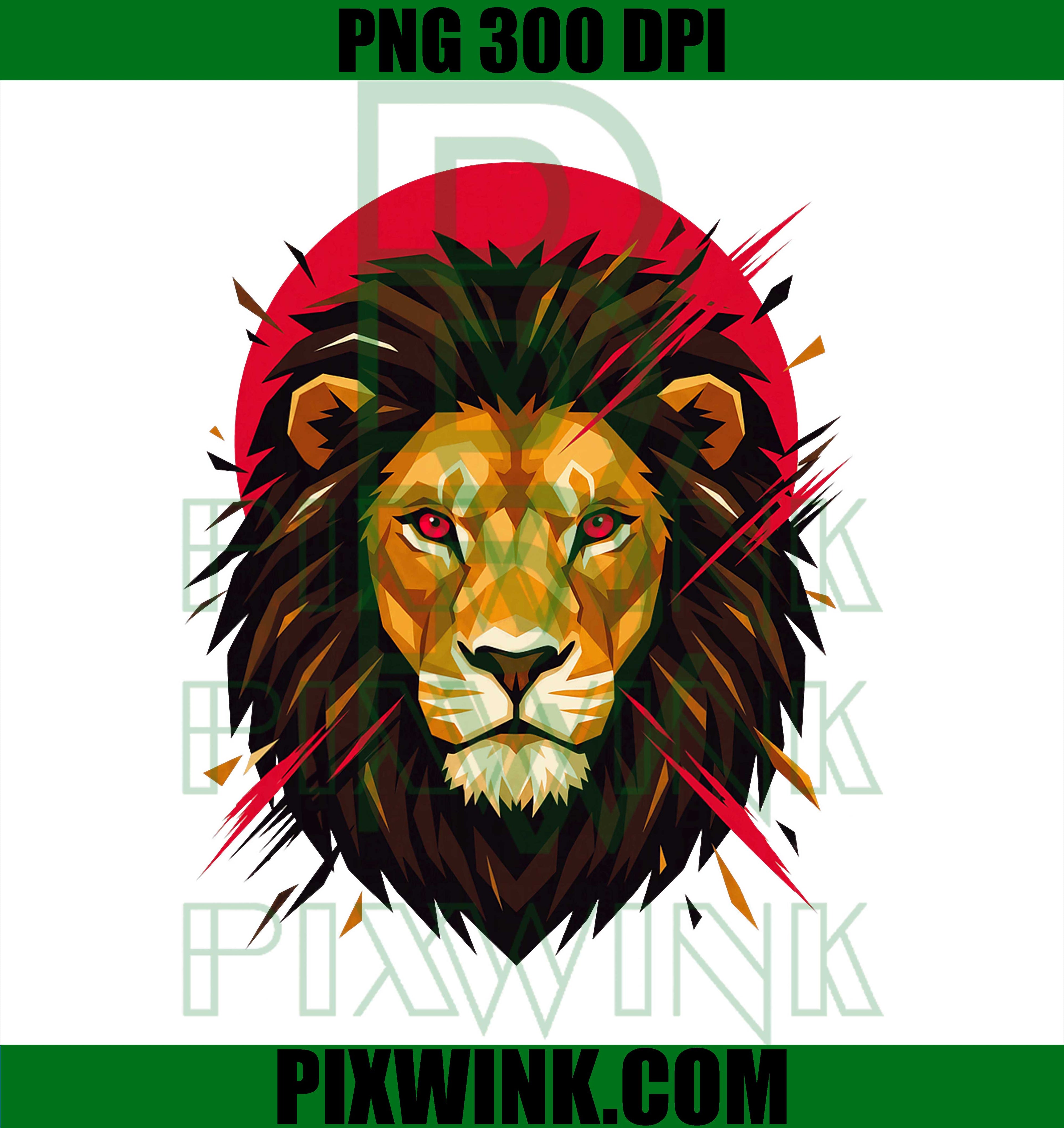 Geometric Lion PNG, Japanese Aesthetic Art PNG, Tokyo Pop PNG