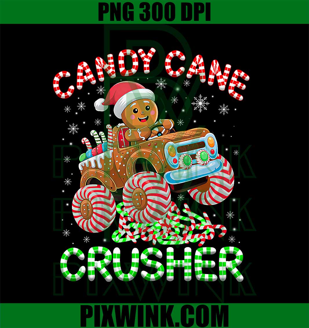 Kids Christmas Gingerbread Candy Cane Crusher, Monster Truck PNG
