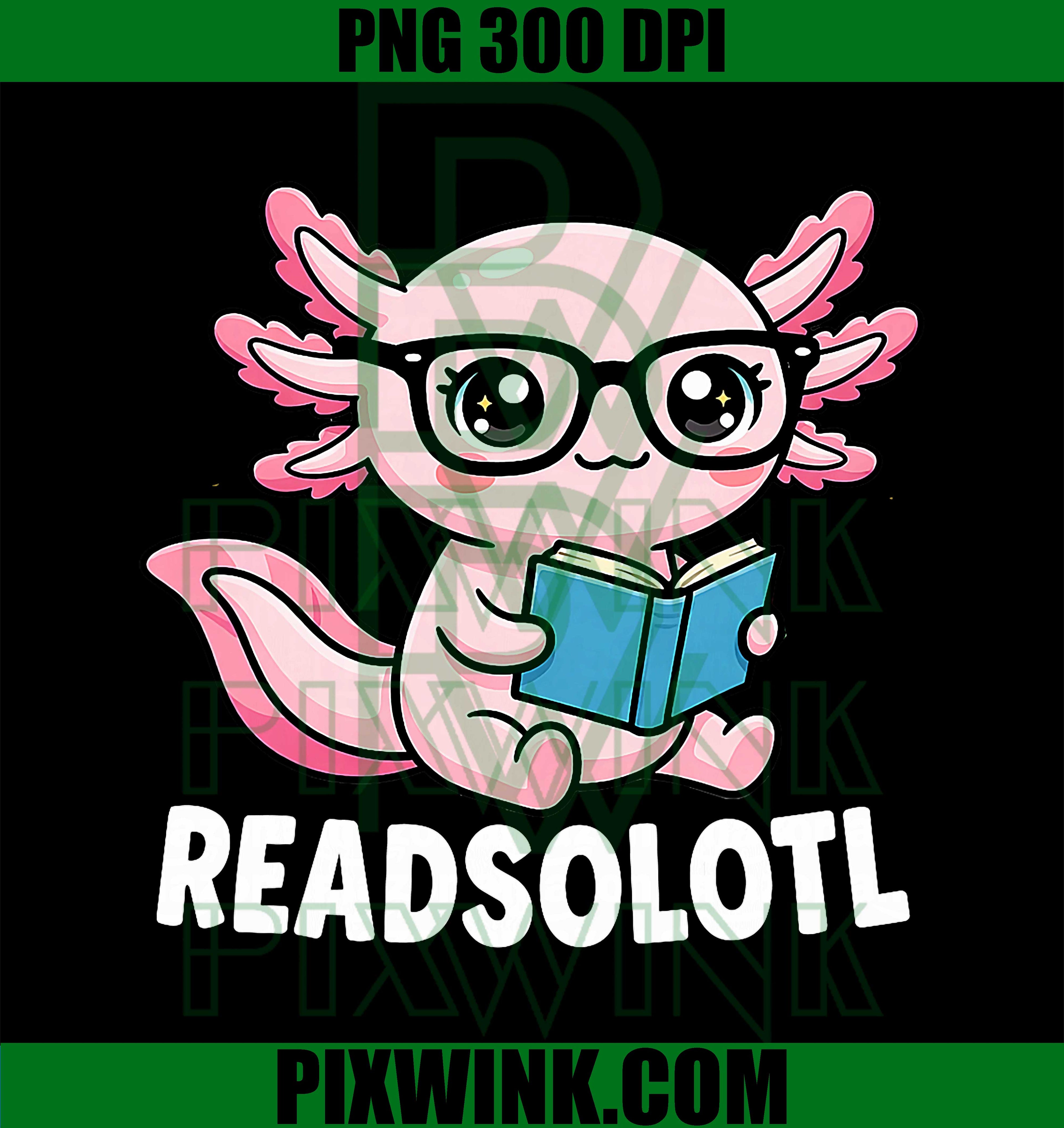 Axolotl Reading Books PNG, Cool Kids Book Character Design PNG