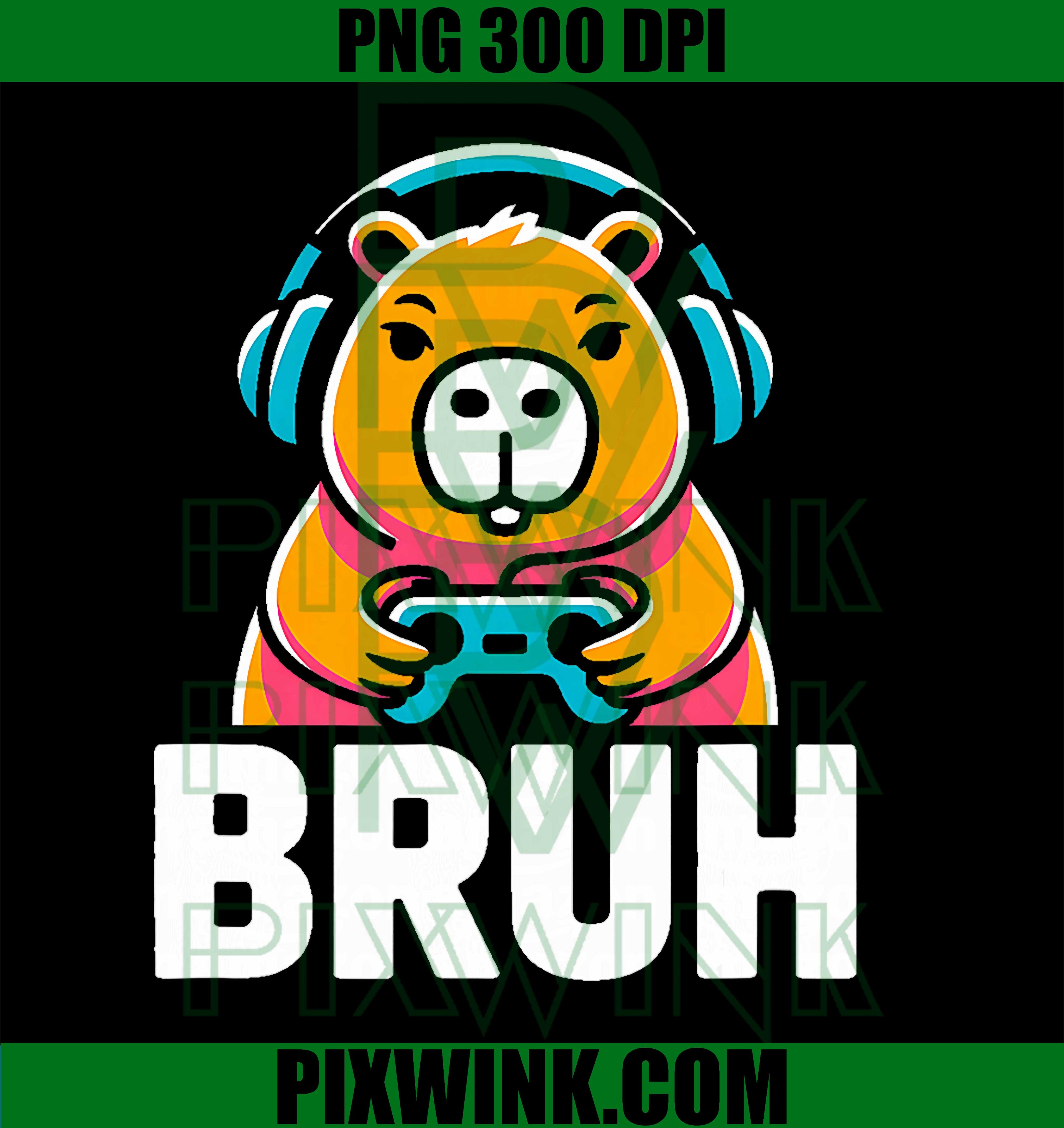 Bruh Gaming Capybara Headphones Console PNG