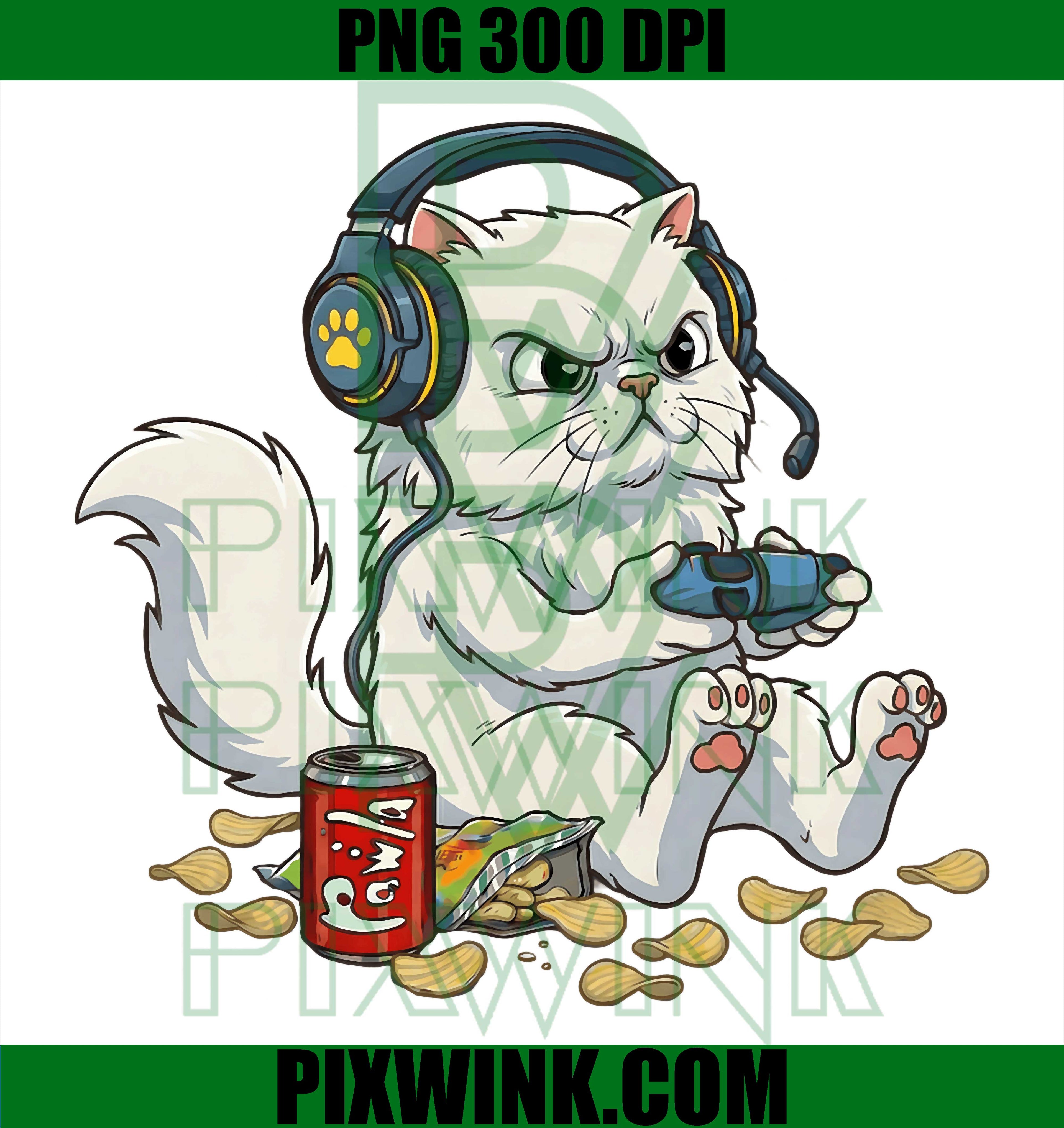 Persian Cat Gamer PNG, Video Game Lover PNG, Controller PNG