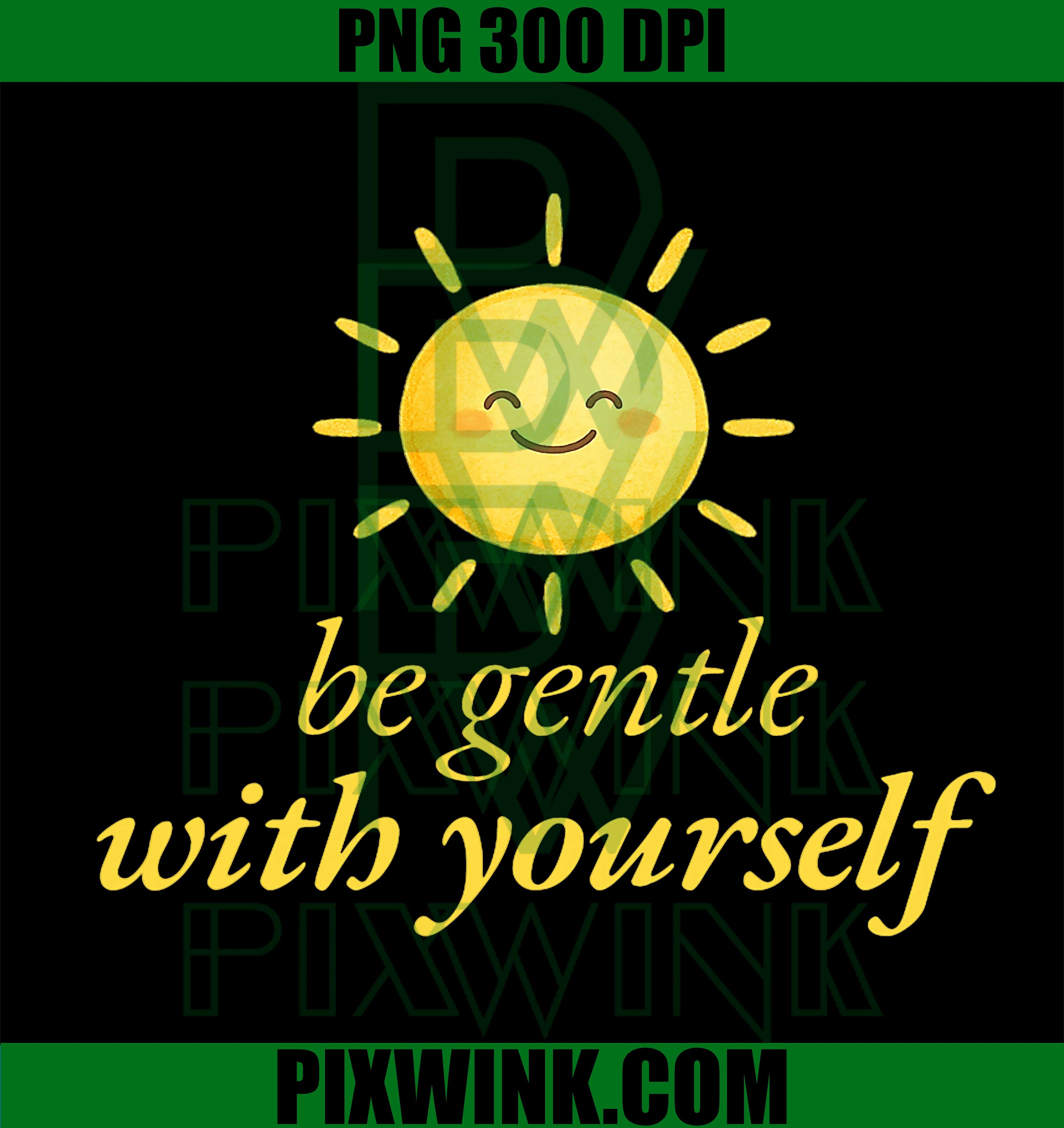 Be Gentle with Yourself PNG, Smiling Sun PNG, Mental Health Art PNG