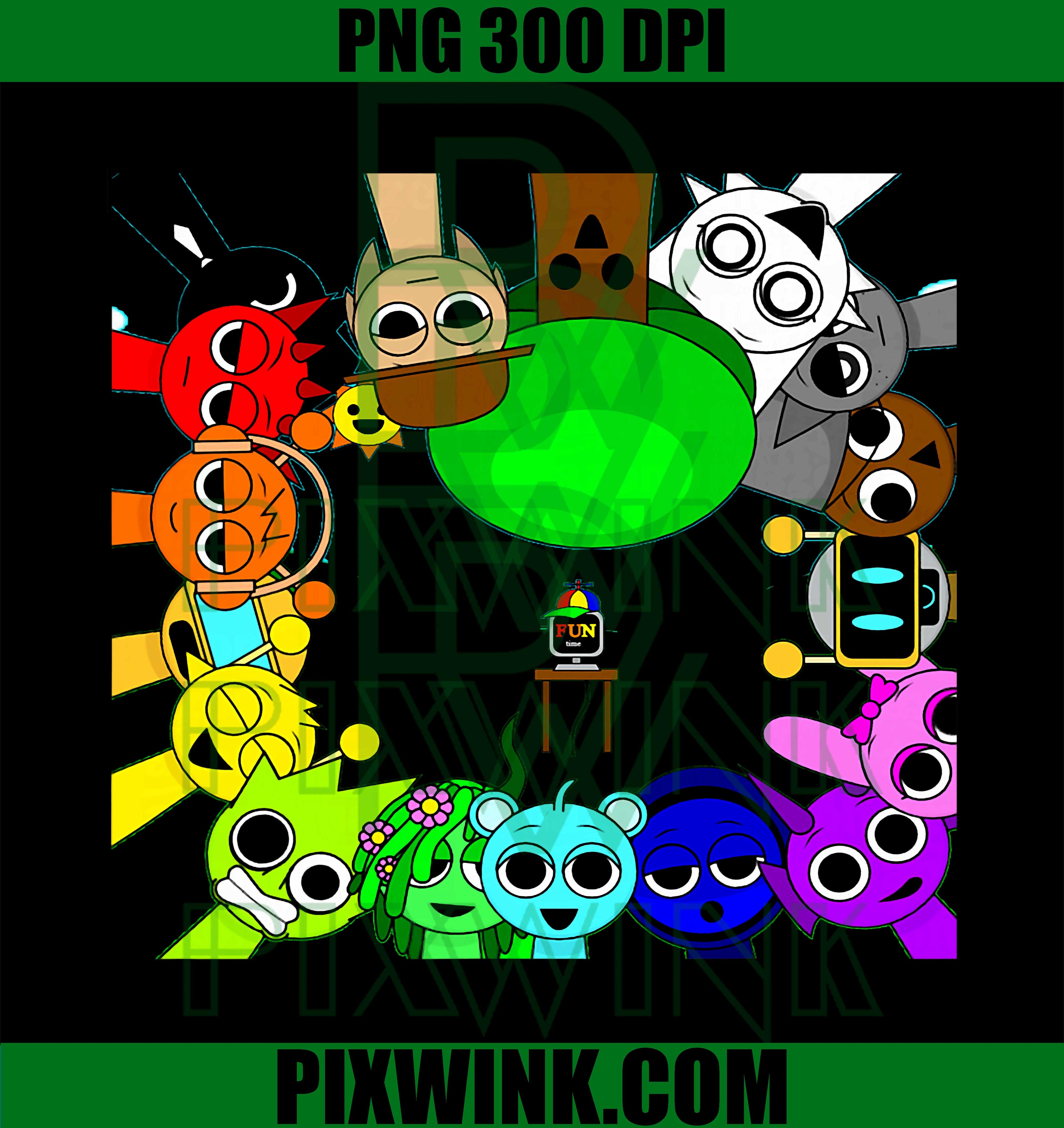 All Sprunky, Simon Funbot Oren Jevin PNG, Cute Funny Characters PNG Party