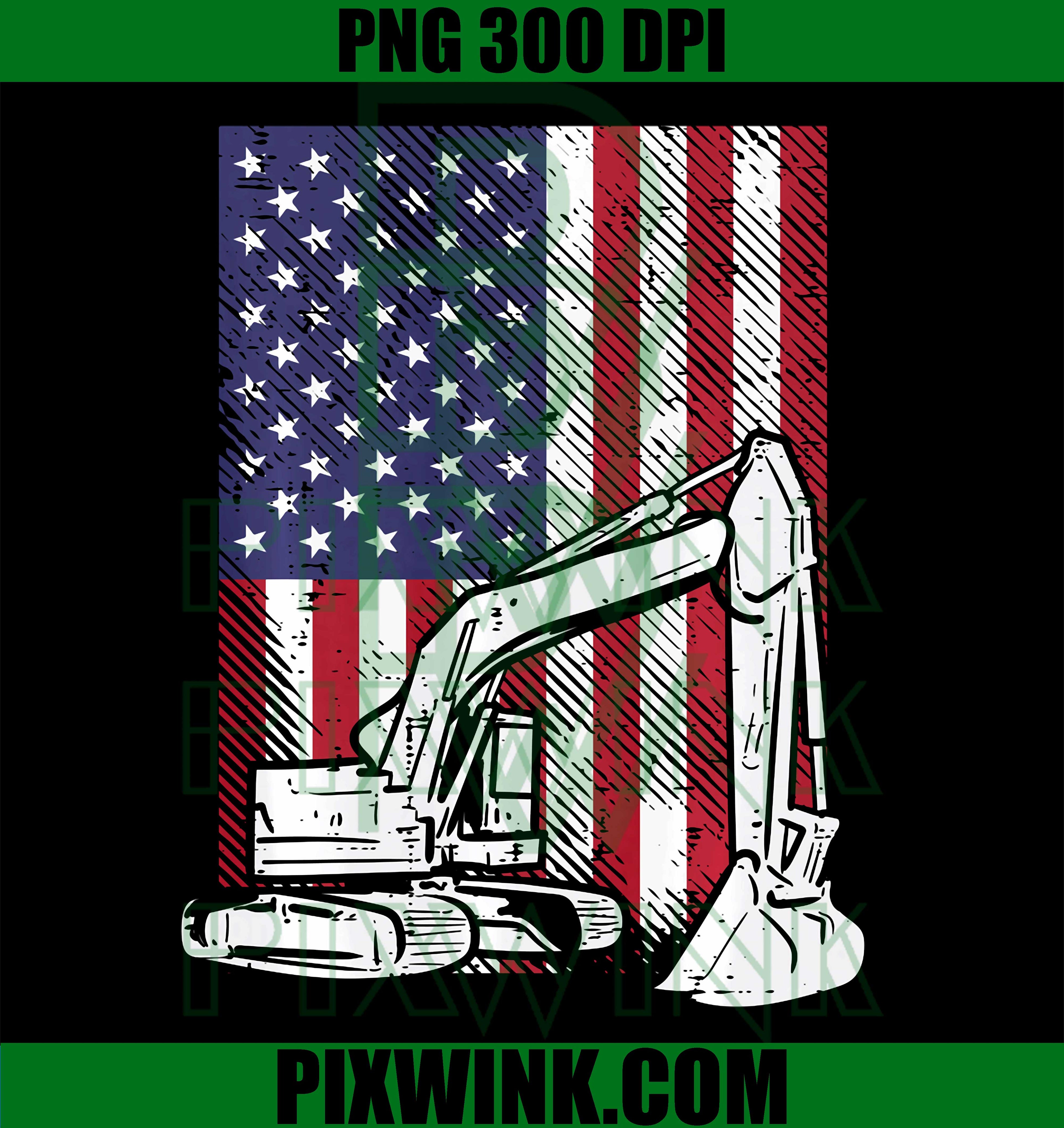 American Excavator PNG, 4th July Kids Patriotic PNG