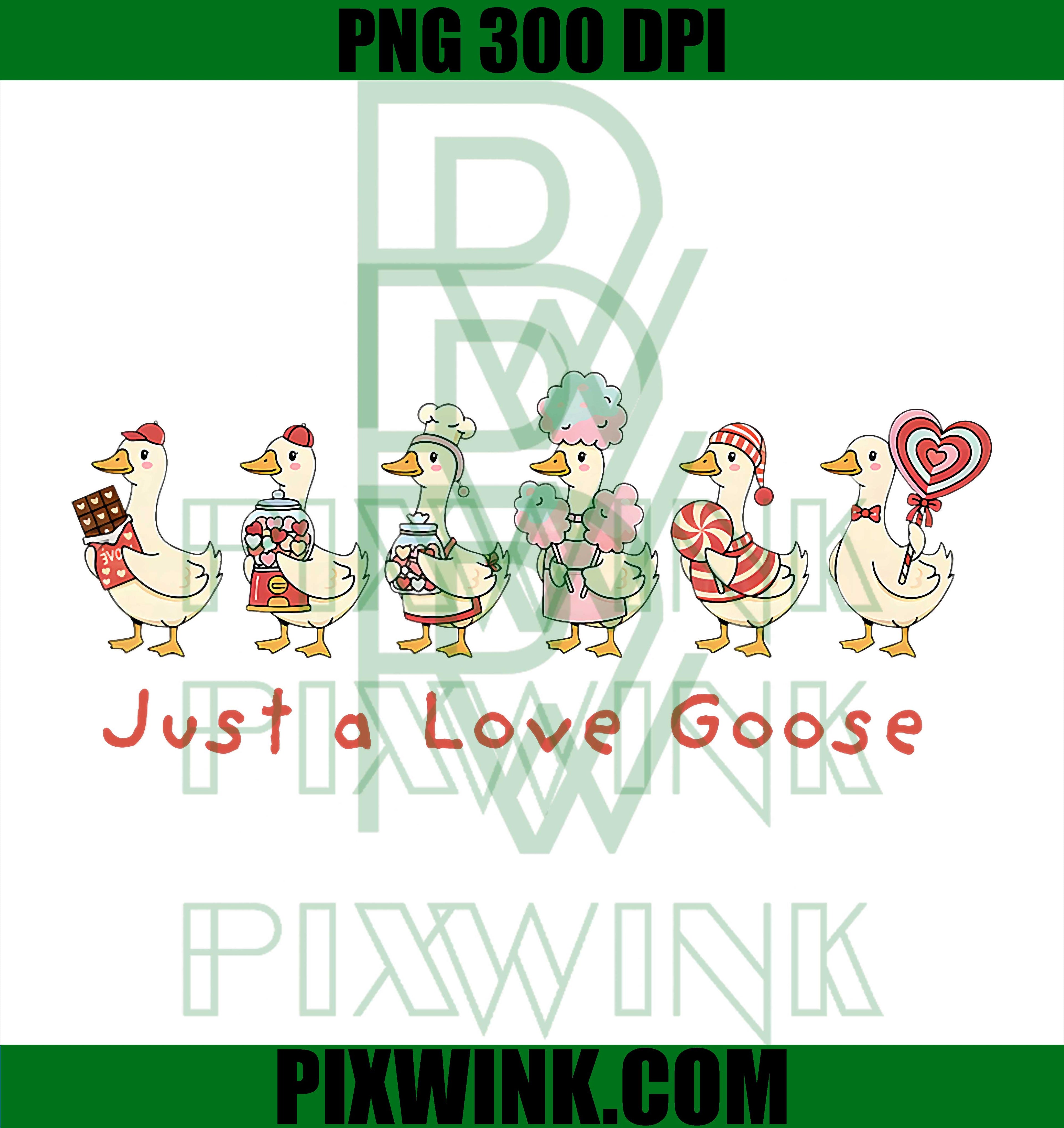 Just A Love Goose, Valentine Duck Silly Goose Valentines PNG