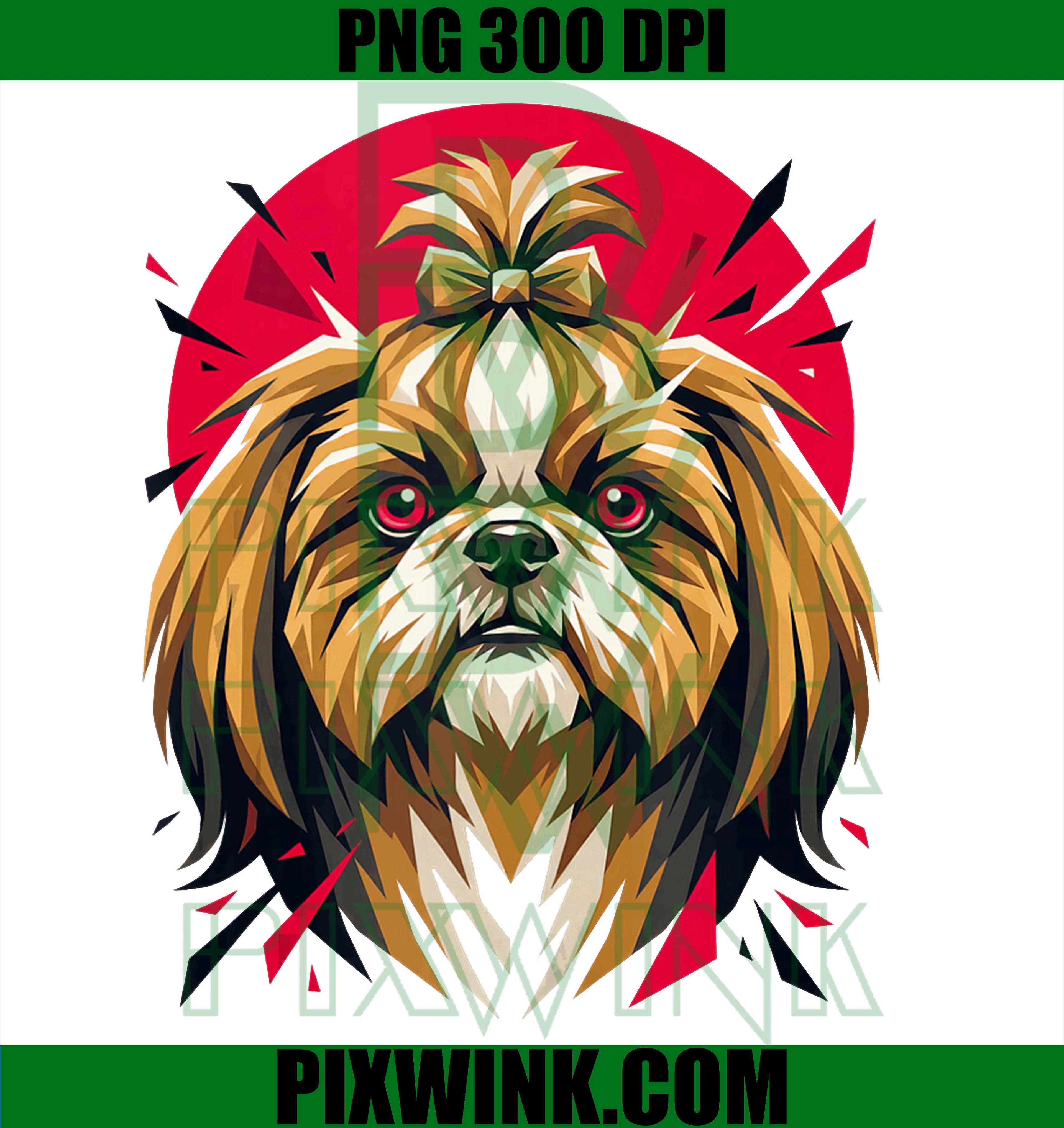Geometric Shih Tzu PNG, Japanese Aesthetic Art PNG, Japan TokyoPop PNG