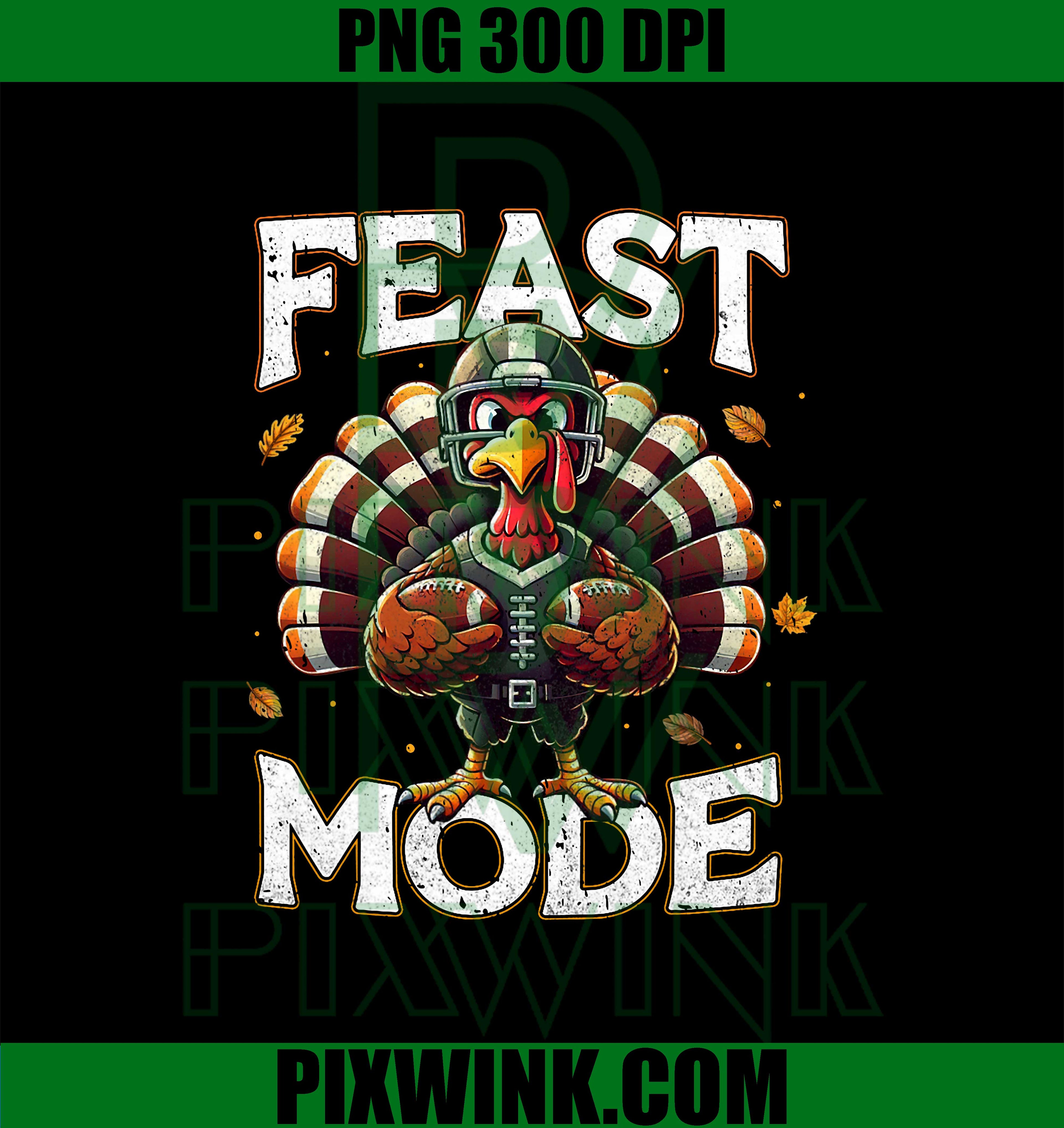 Feast Mode Turkey Vintage Football Thanksgiving PNG, Feast Mode Turkey Wearing Helmet PNG