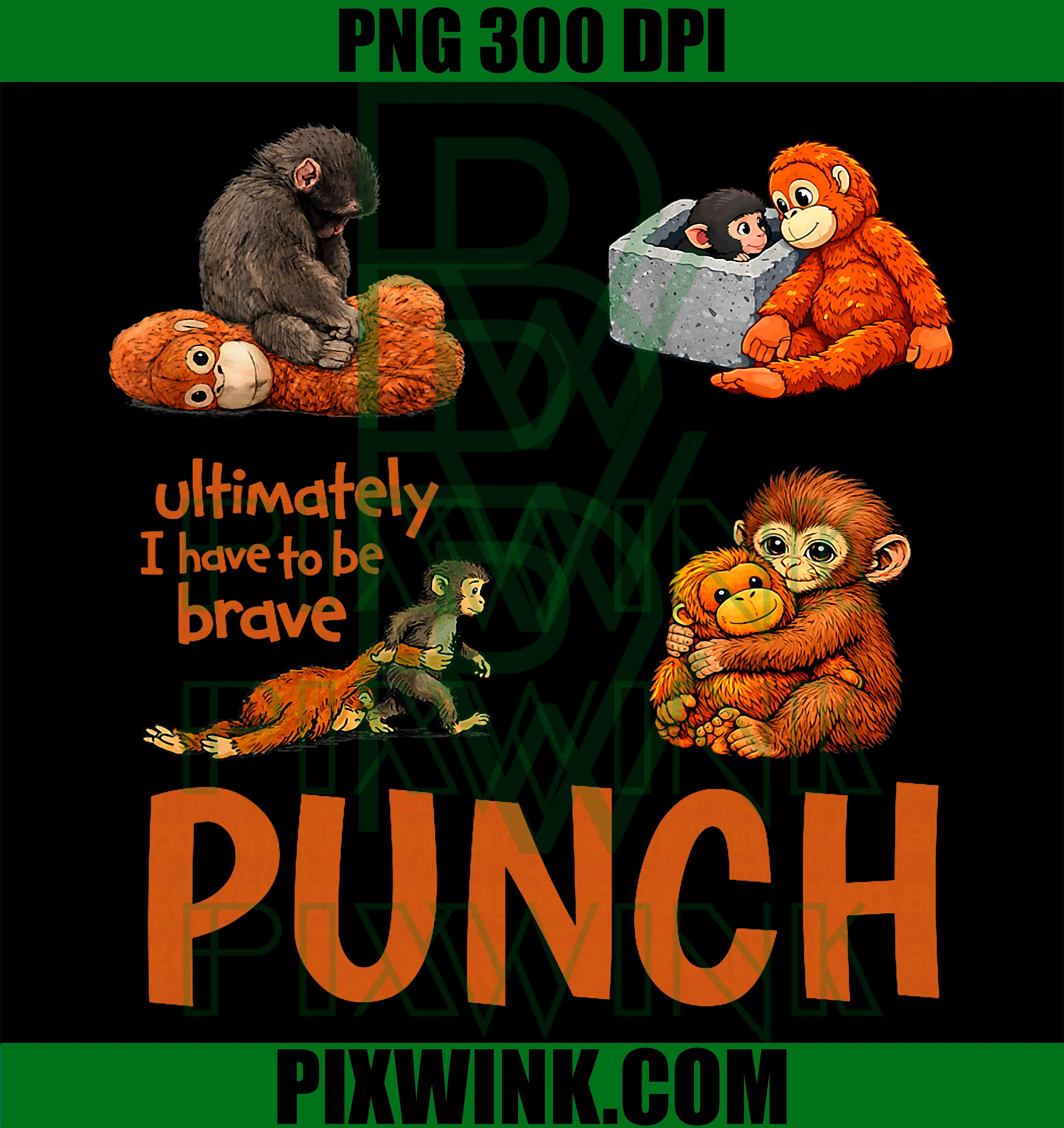 Baby Monkey Punch PNG, Cute Monkey Meme Design PNG