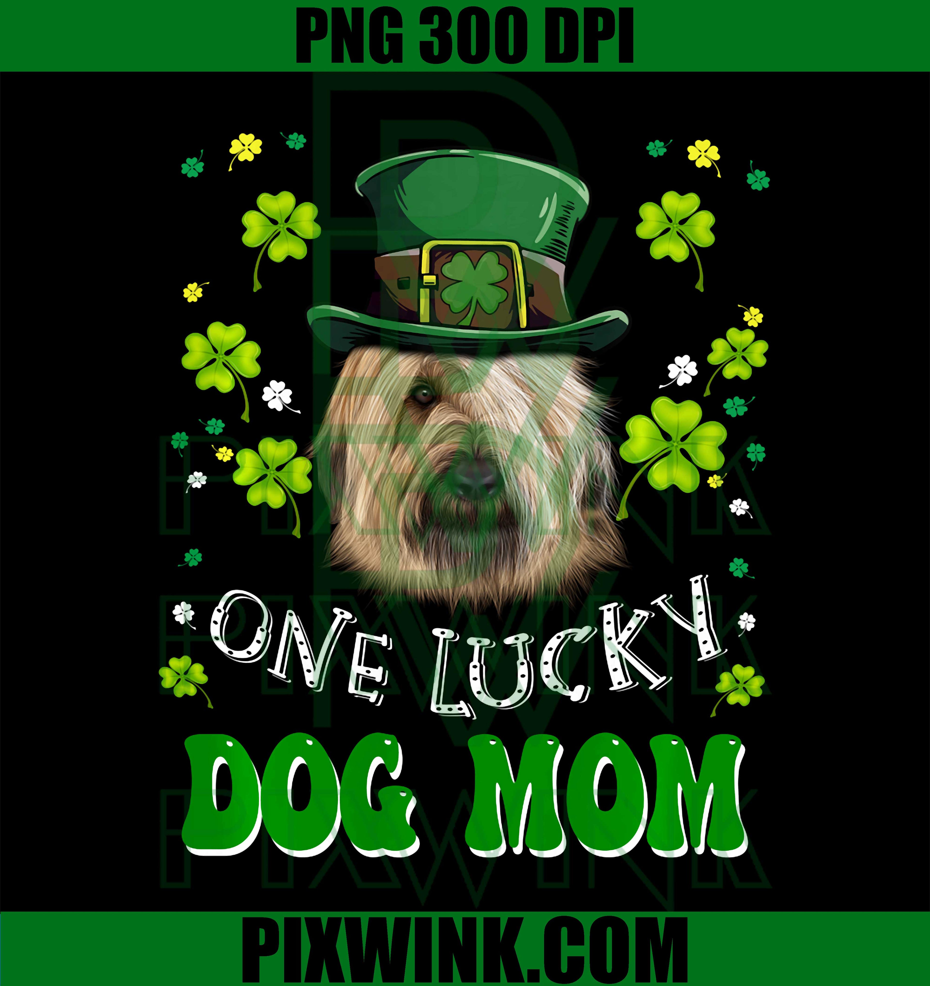 Briard One Lucky Dog Mom PNG, Funny Dogs Lover St Patrick's Day PNG