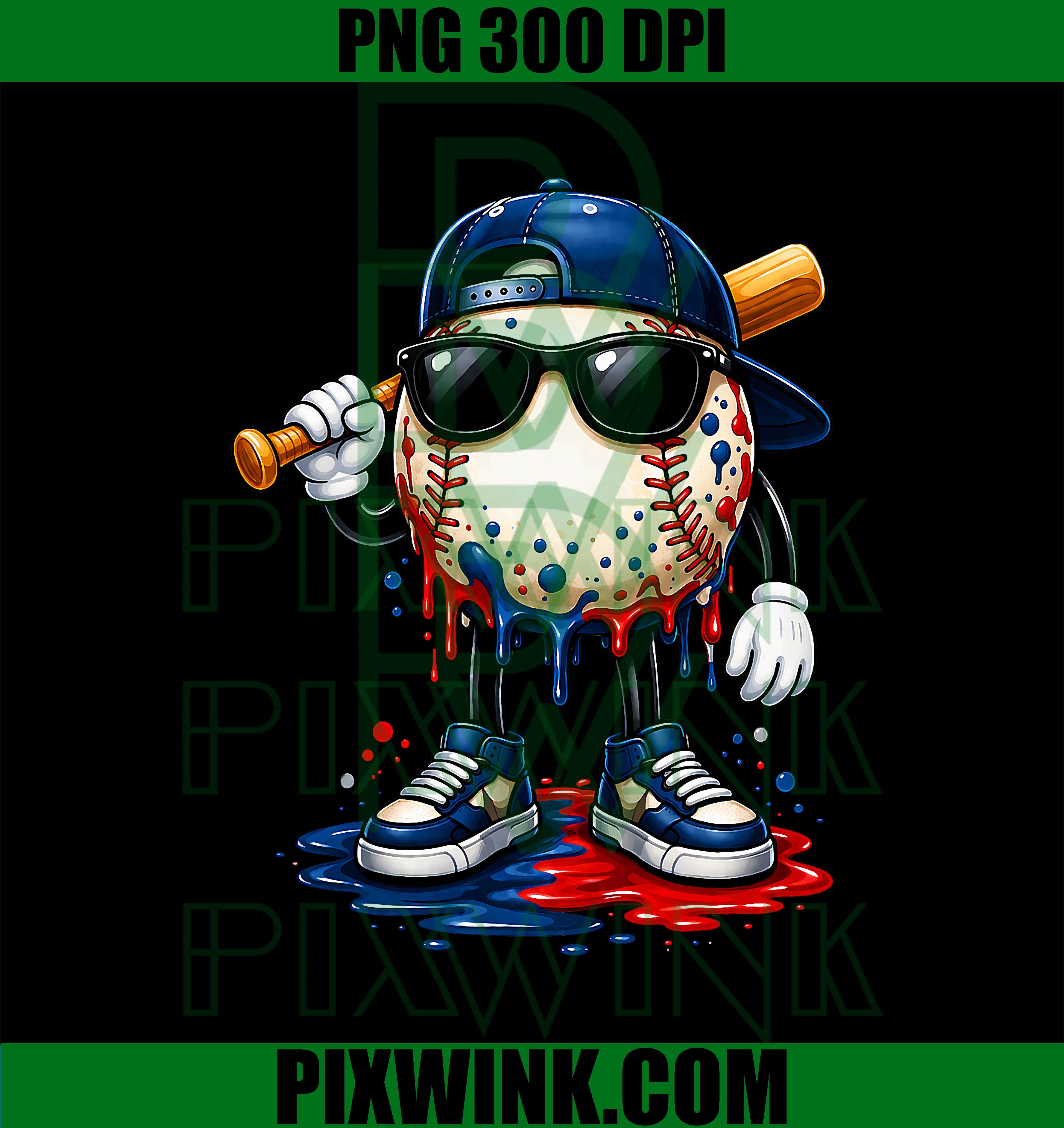 Baseball Ice Cream Drip PNG, Boys Baseball Lover PNG
