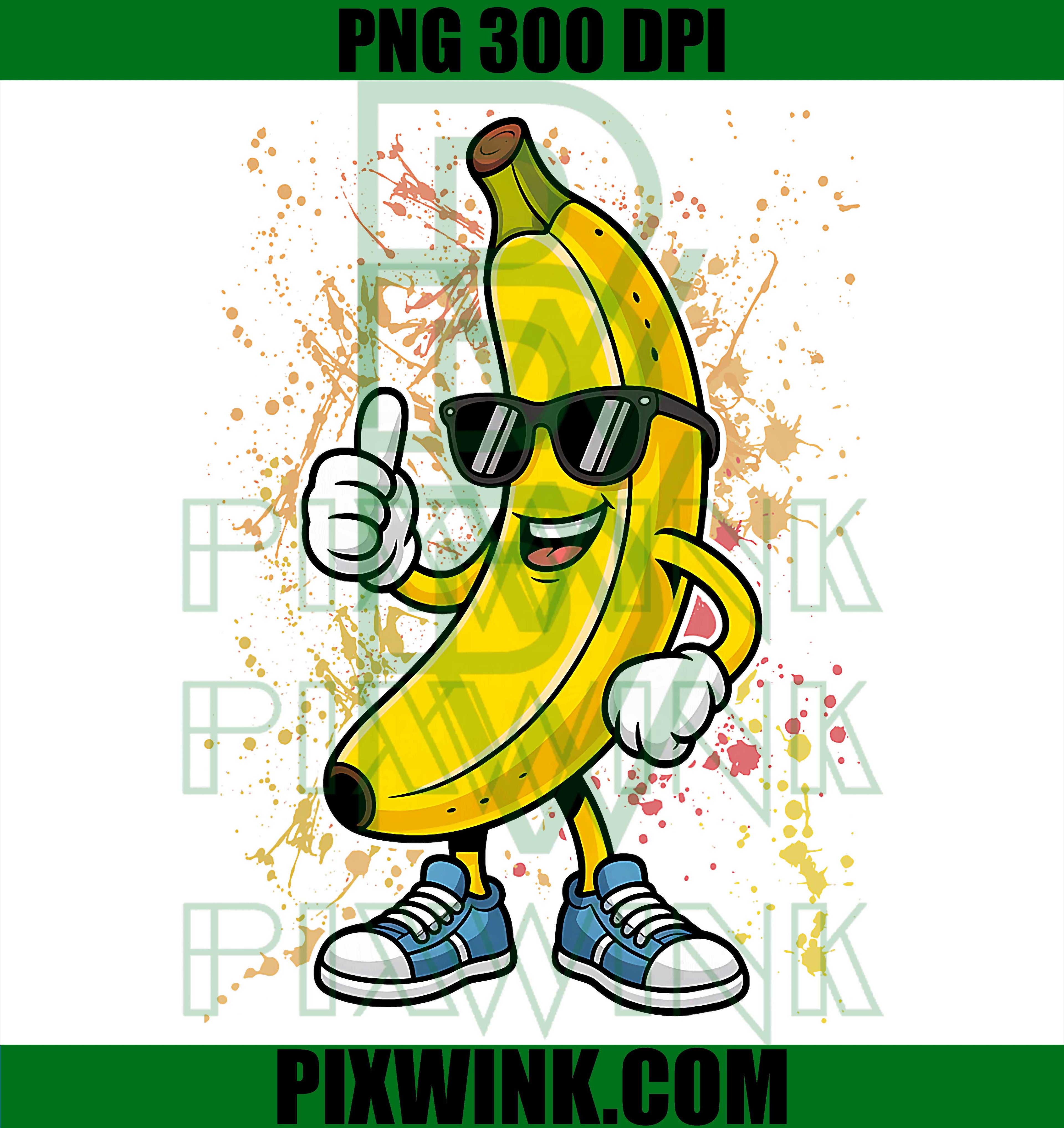 Cool Banana Sunglasses Fruit PNG, Funny Banana Eyewear Design PNG