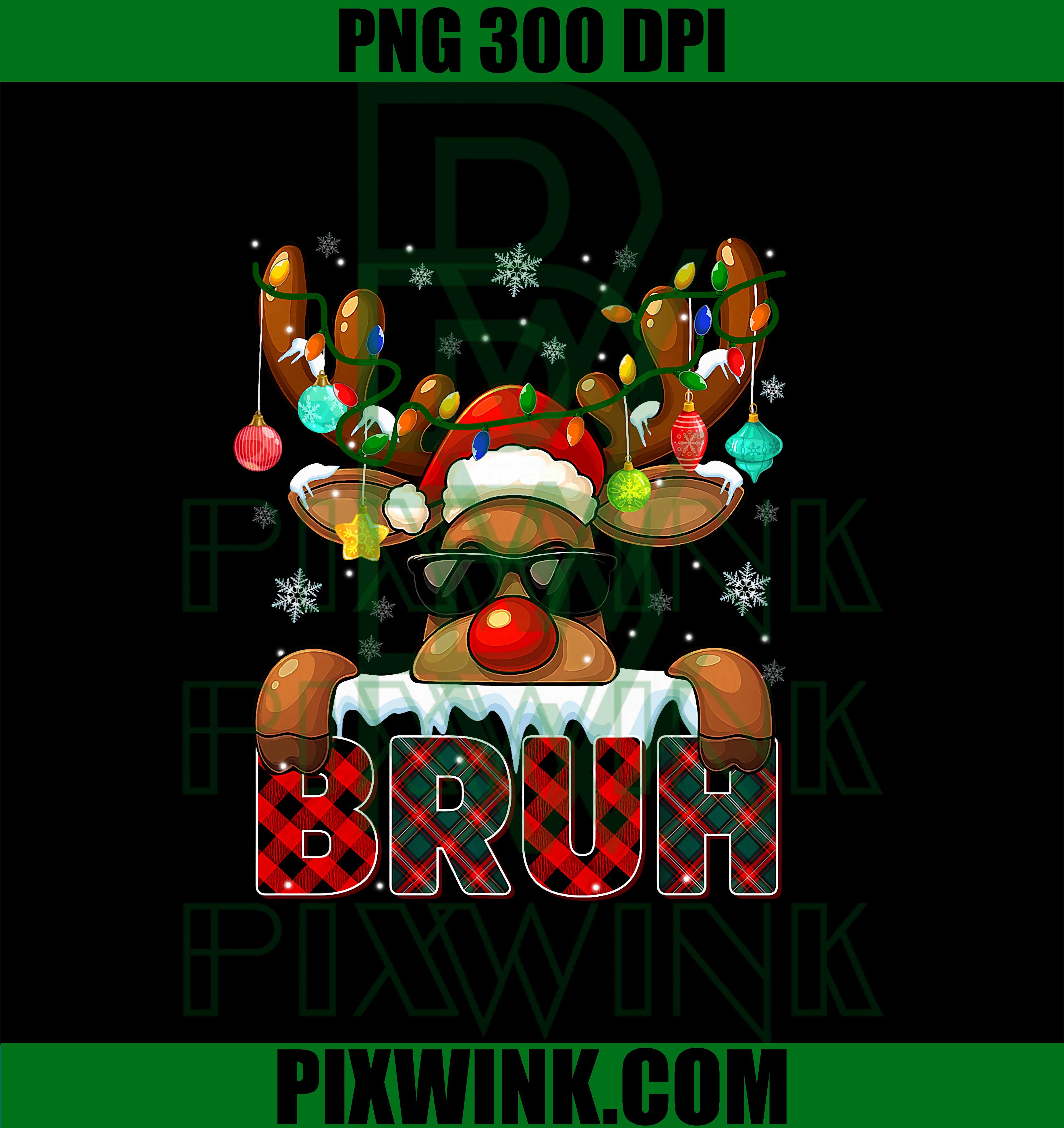 Bruh Cool Rudolph Red Nose Tree Light Christmas Xmas PNG