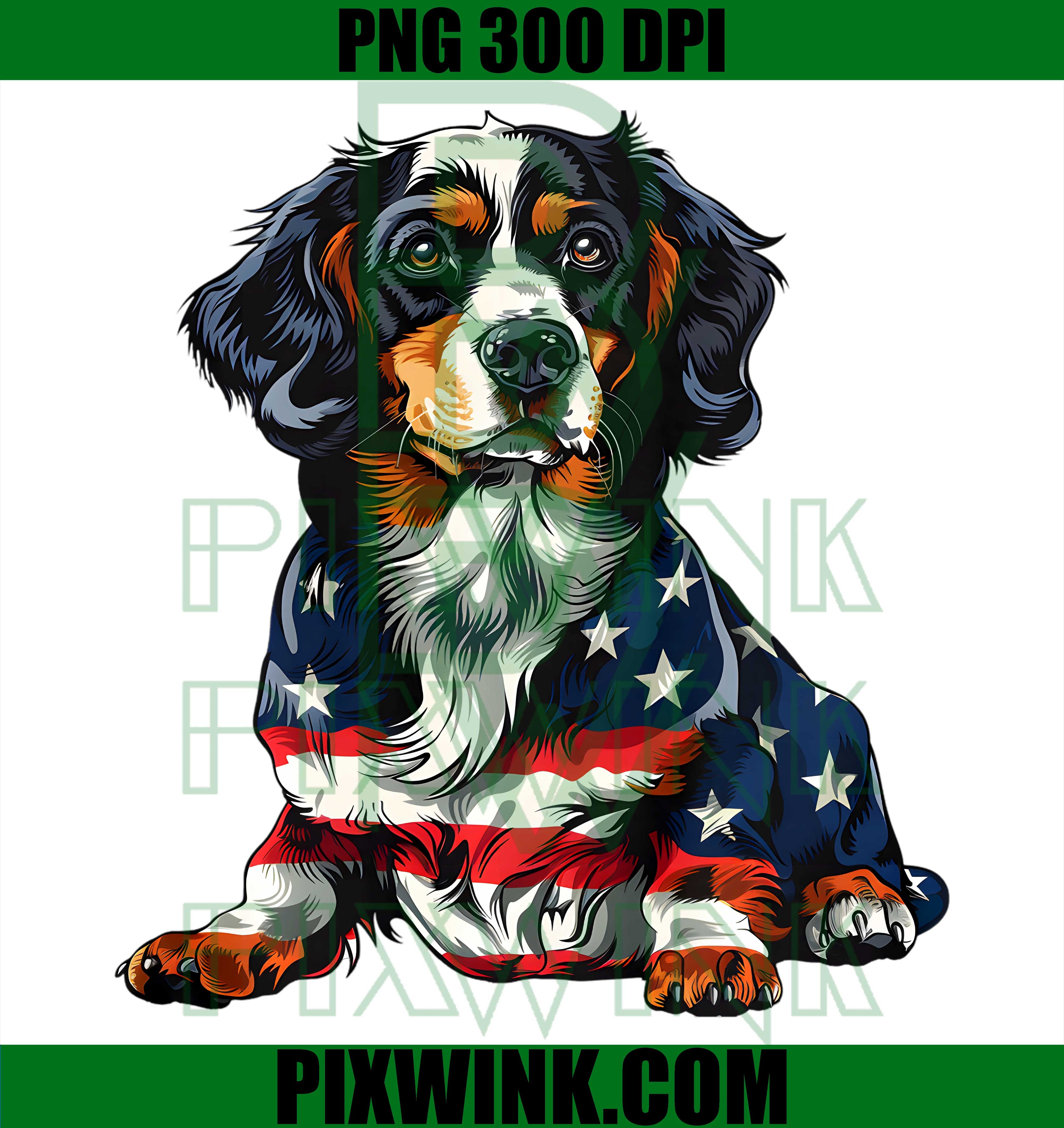 Bernese Mountain Dog 4th Of July PNG, Patriotic American Flag PNG
