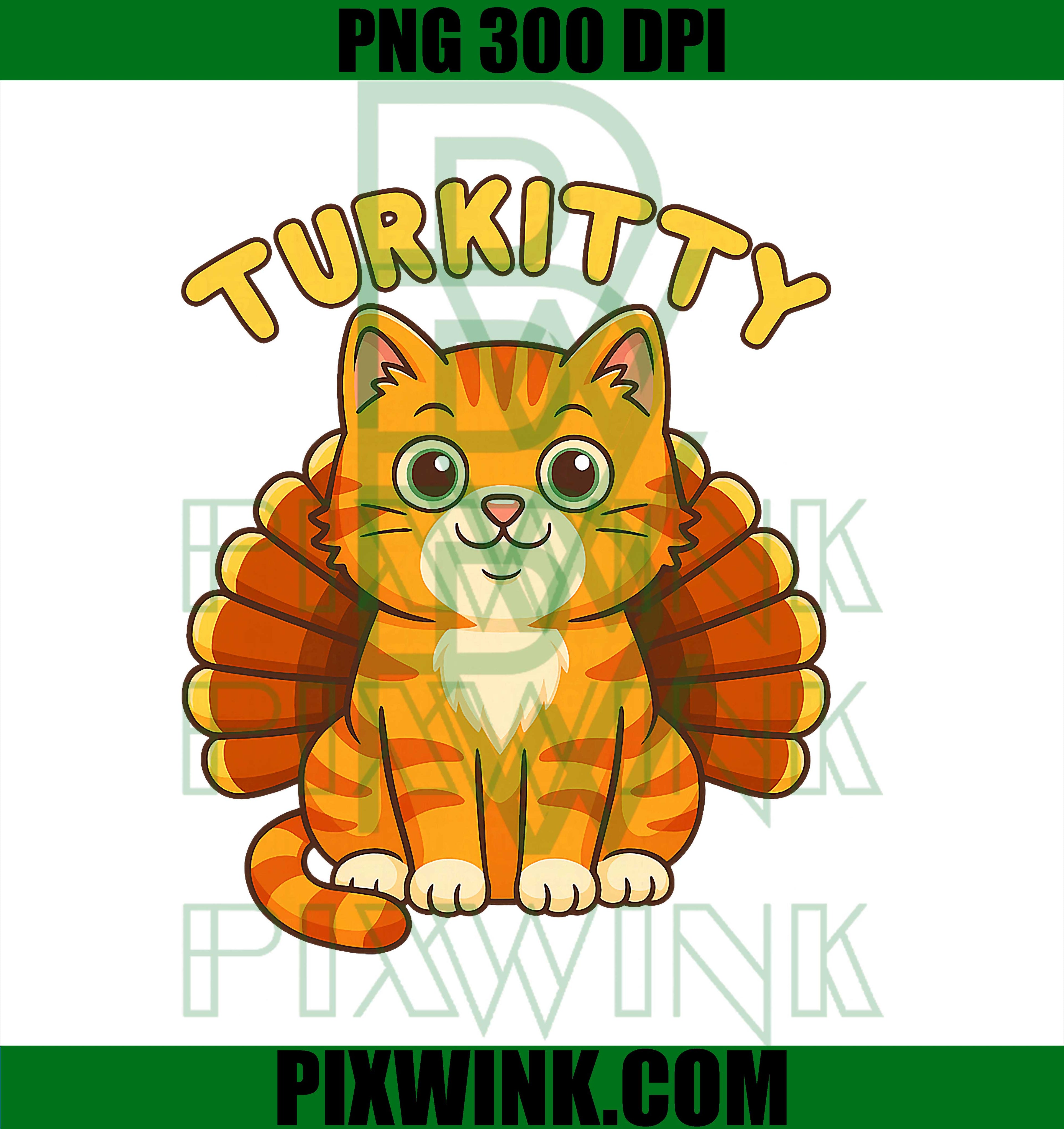 Cute Cat Turkey Funny Thanksgiving PNG. Cute Cat Turkey Pun PNG