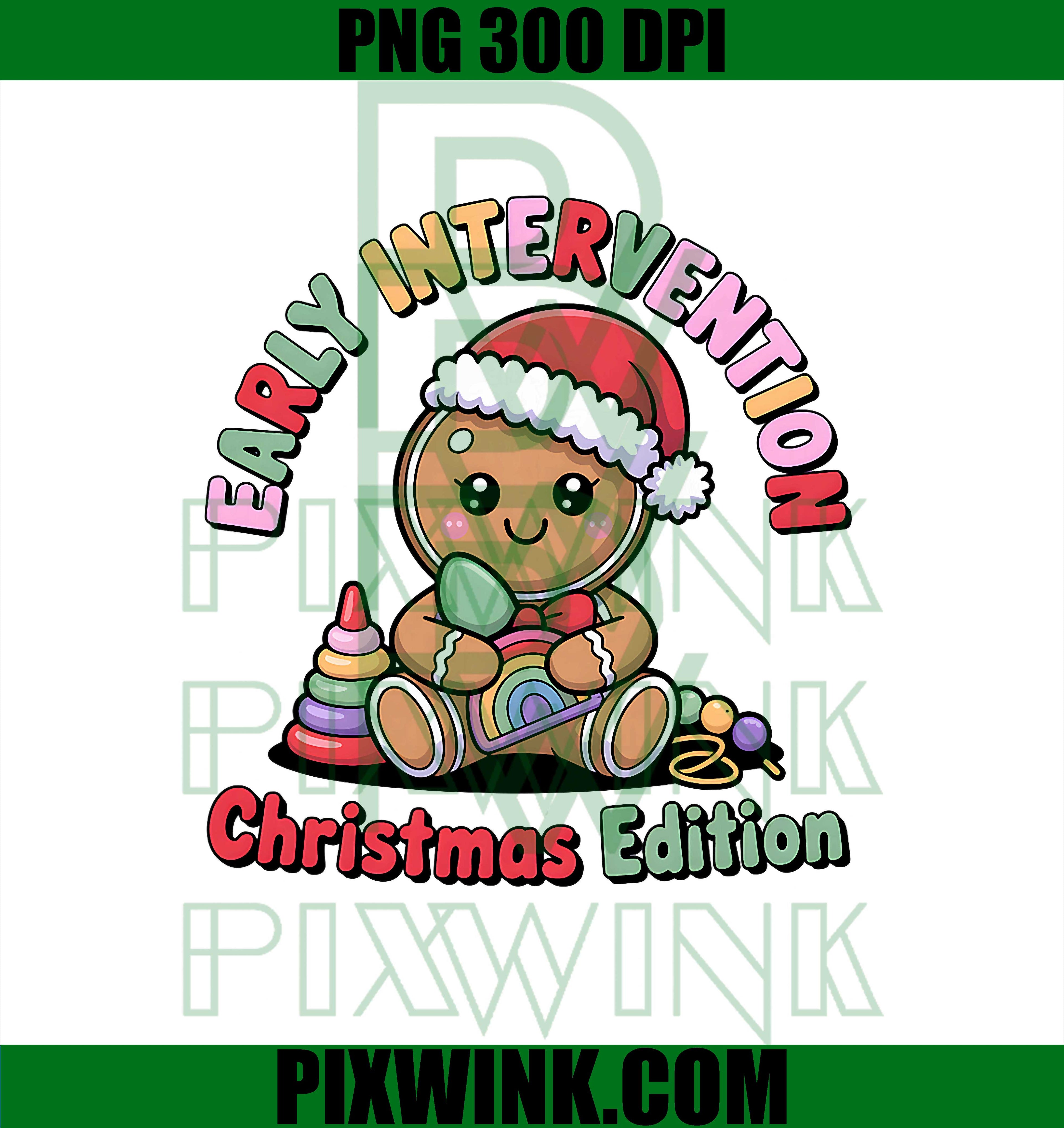 Cute Gingerbread Early Interventionist PNG,  Bright Color Christmas PNG
