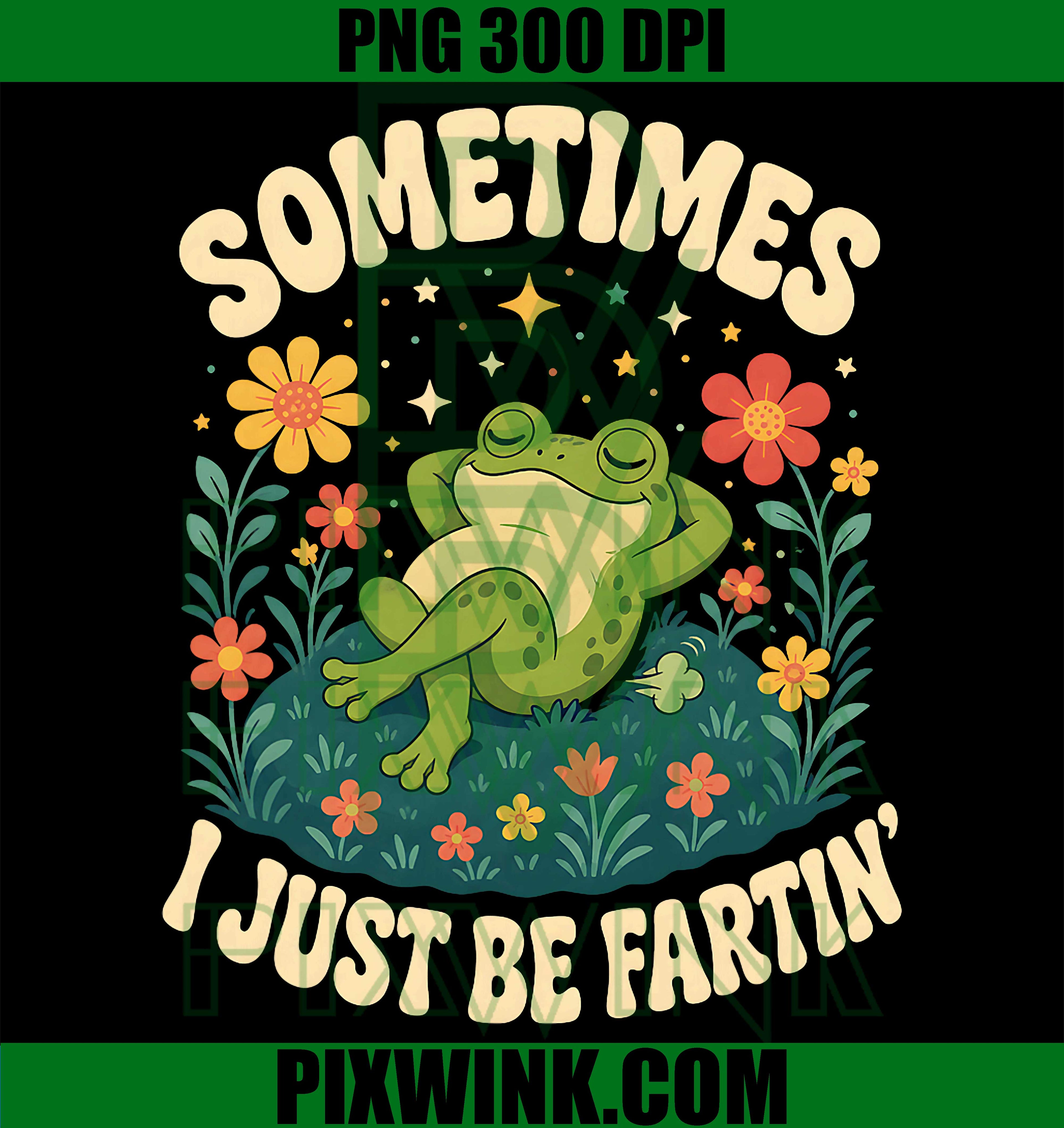 Funny Frog Fart PNG, Cottagecore Animal Humor PNG