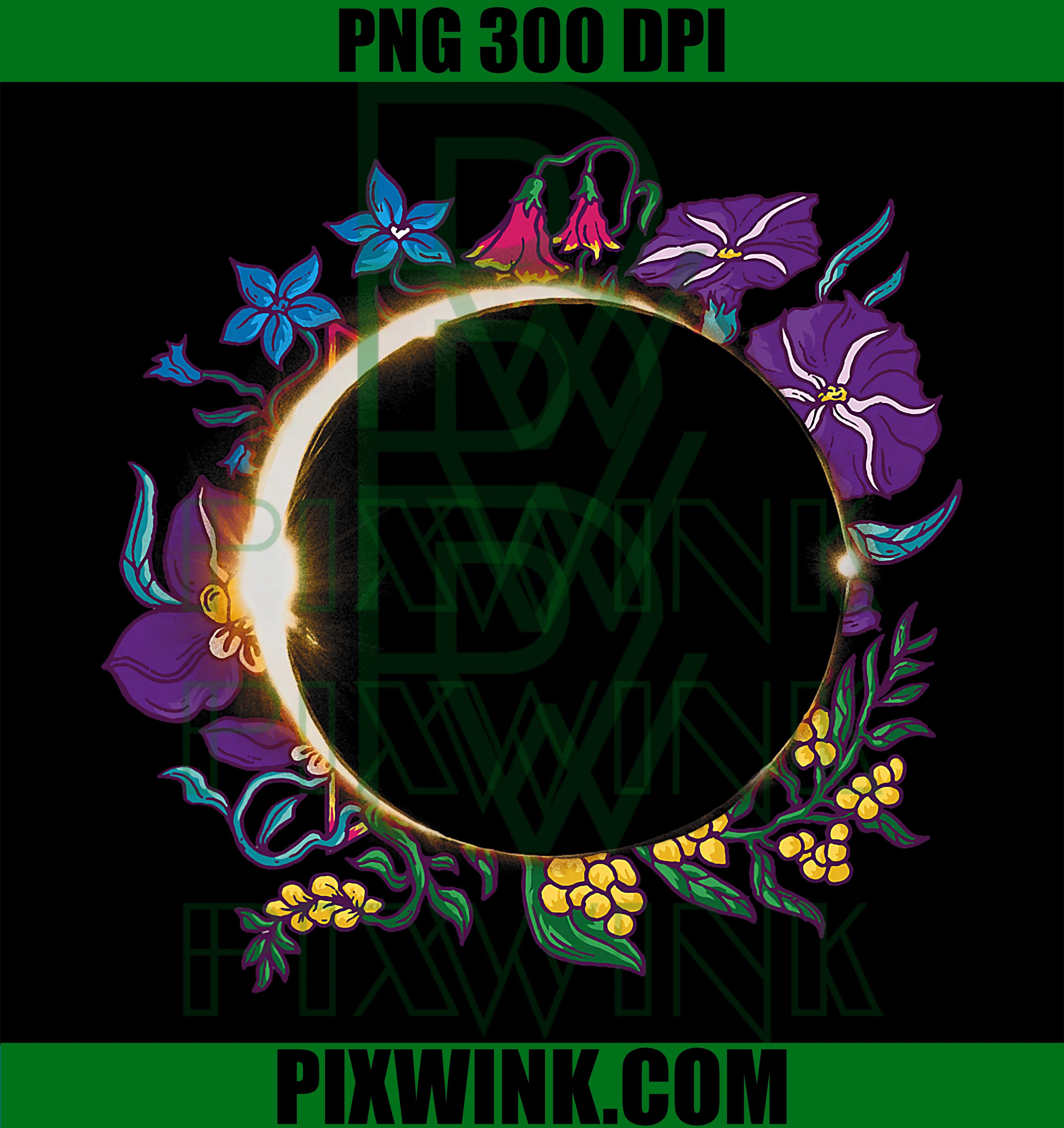 Floral Solar Eclipse 2026 PNG, Celestial Design Graphic PNG