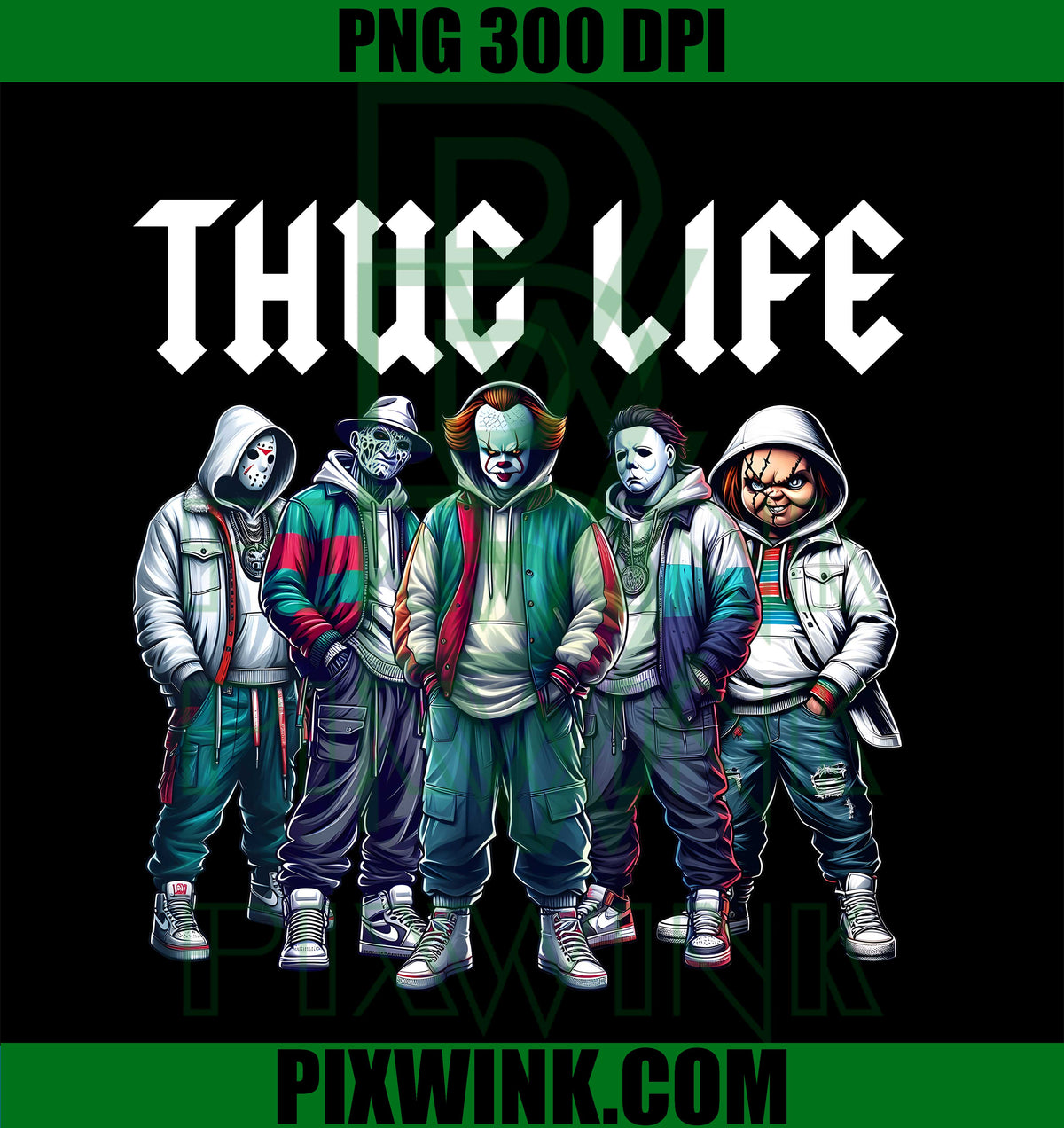 Halloween Villains PNG, Horror Thug Life PNG, Movie Slasher Art PNG