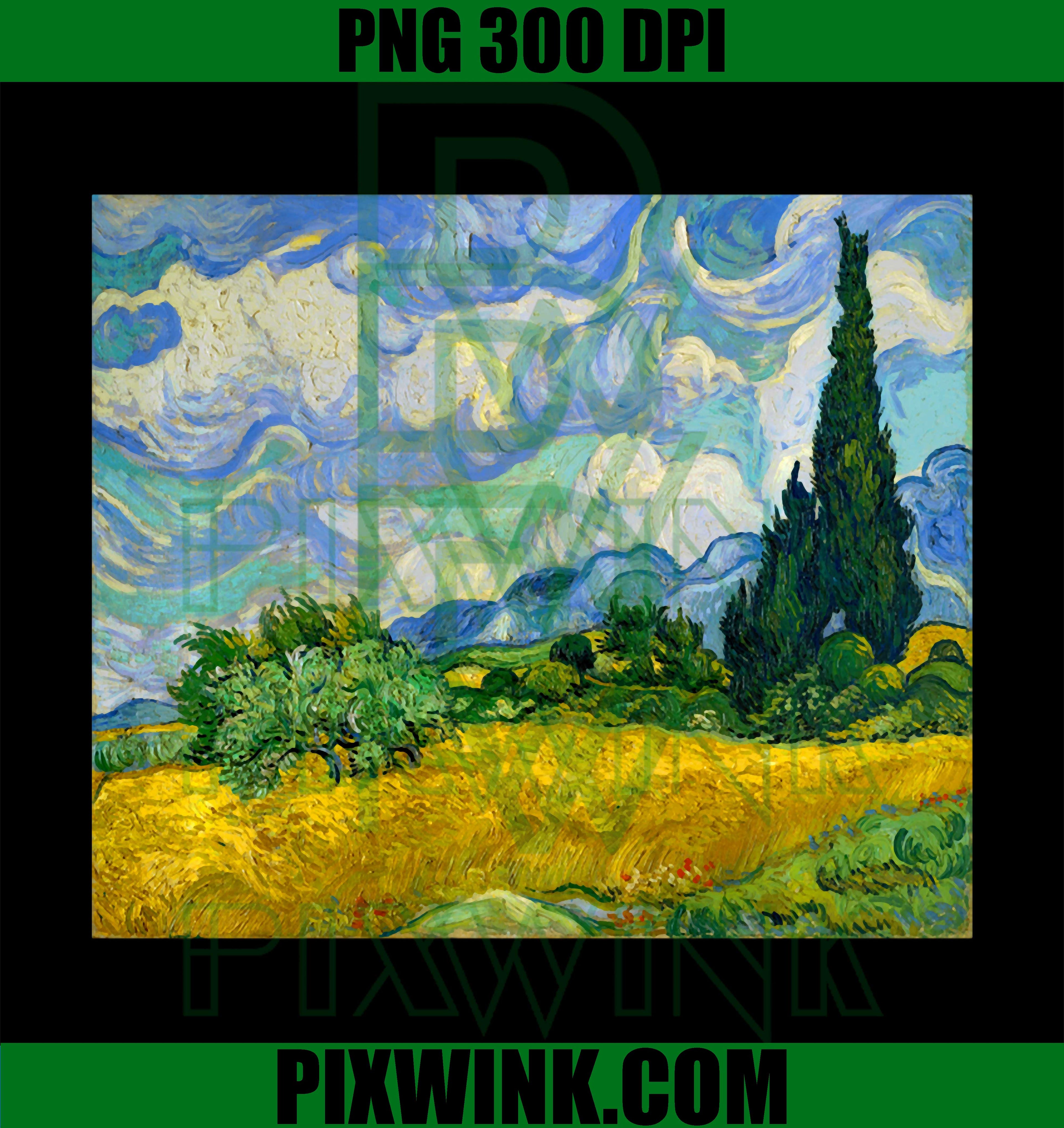 Wheat Field with Cypresses PNG, Van Gogh Painting PNG Famous Art Design