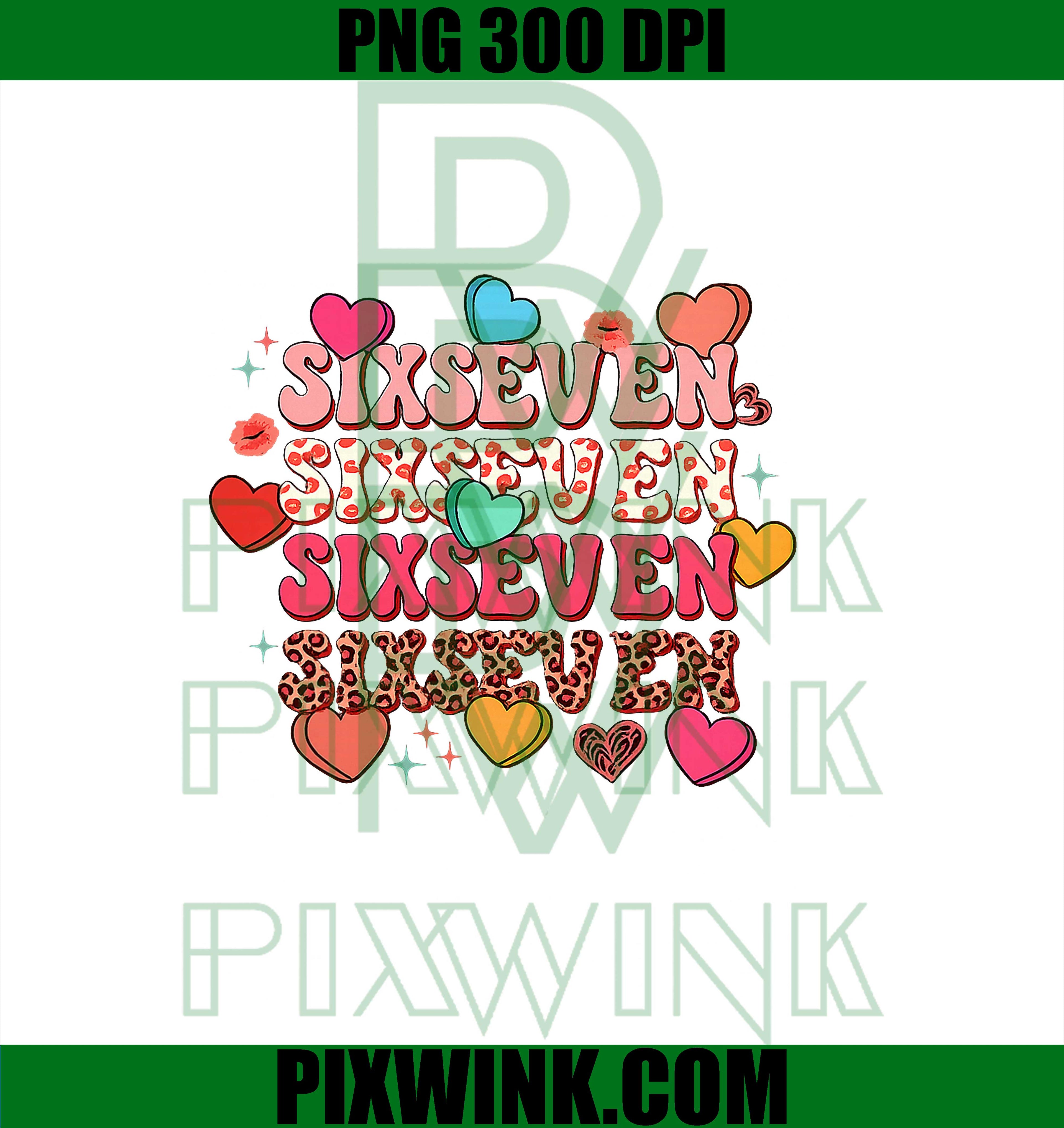 Cute Hearts 67 Meme Six Seven PNG, Gen Alpha Slang 6 7 PNG