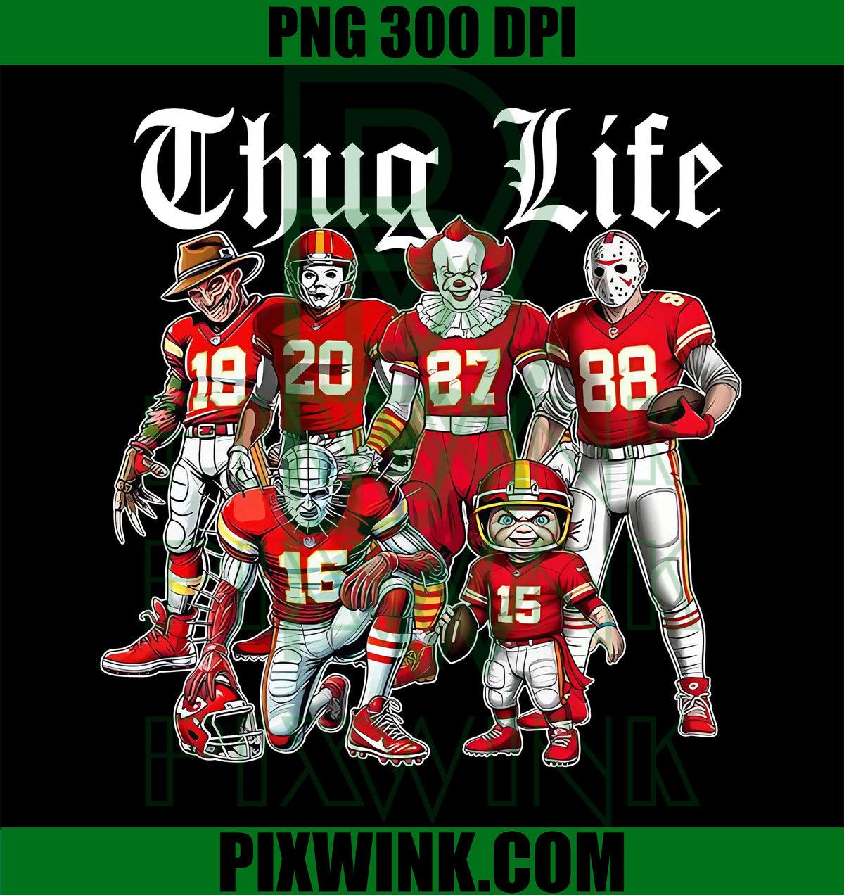 Horror Football PNG, Slasher Thug Life PNG, Movie Villains Art PNG