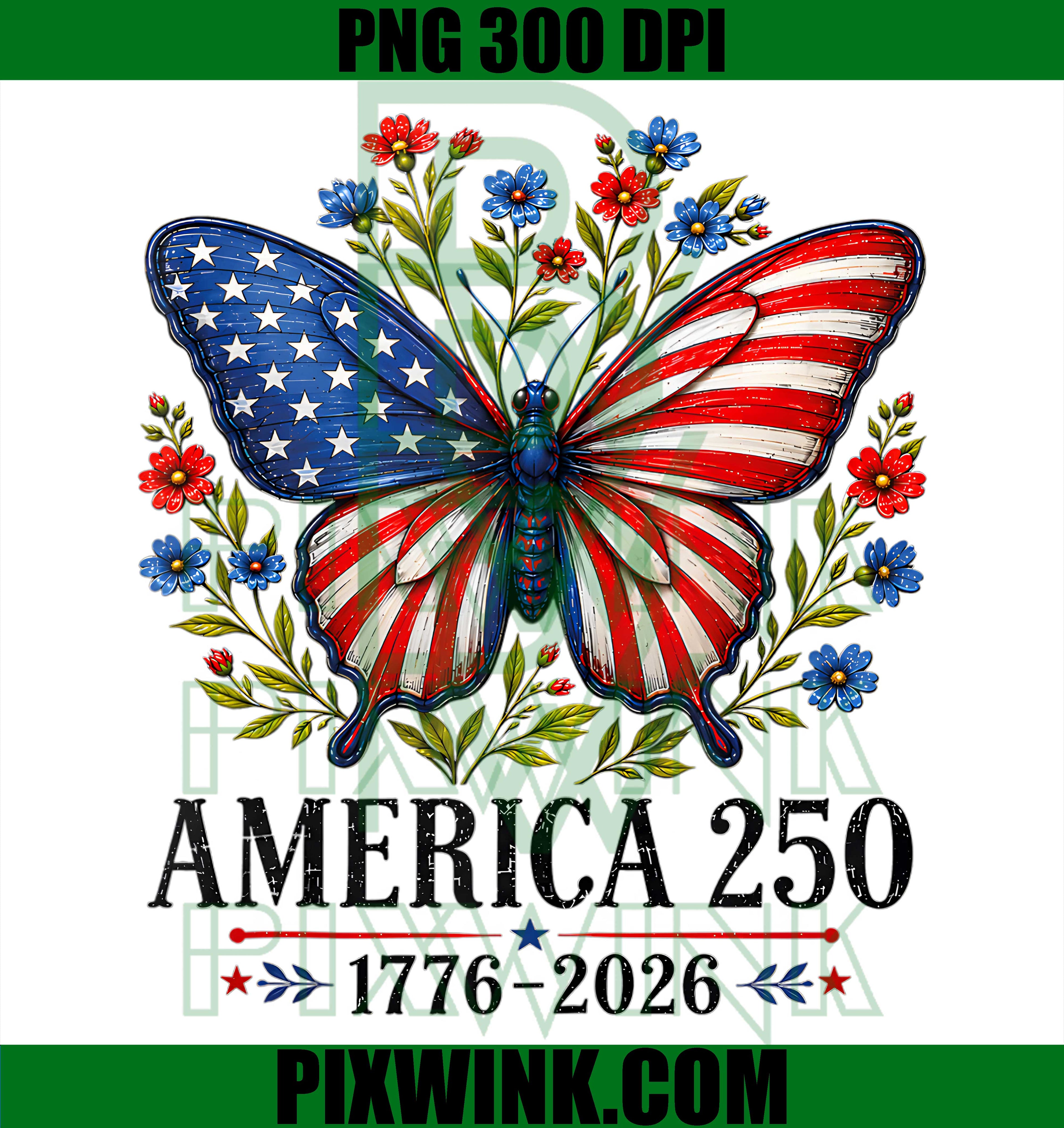America US Flag 250th Anniversary PNG,1776 2026 4th of July PNG