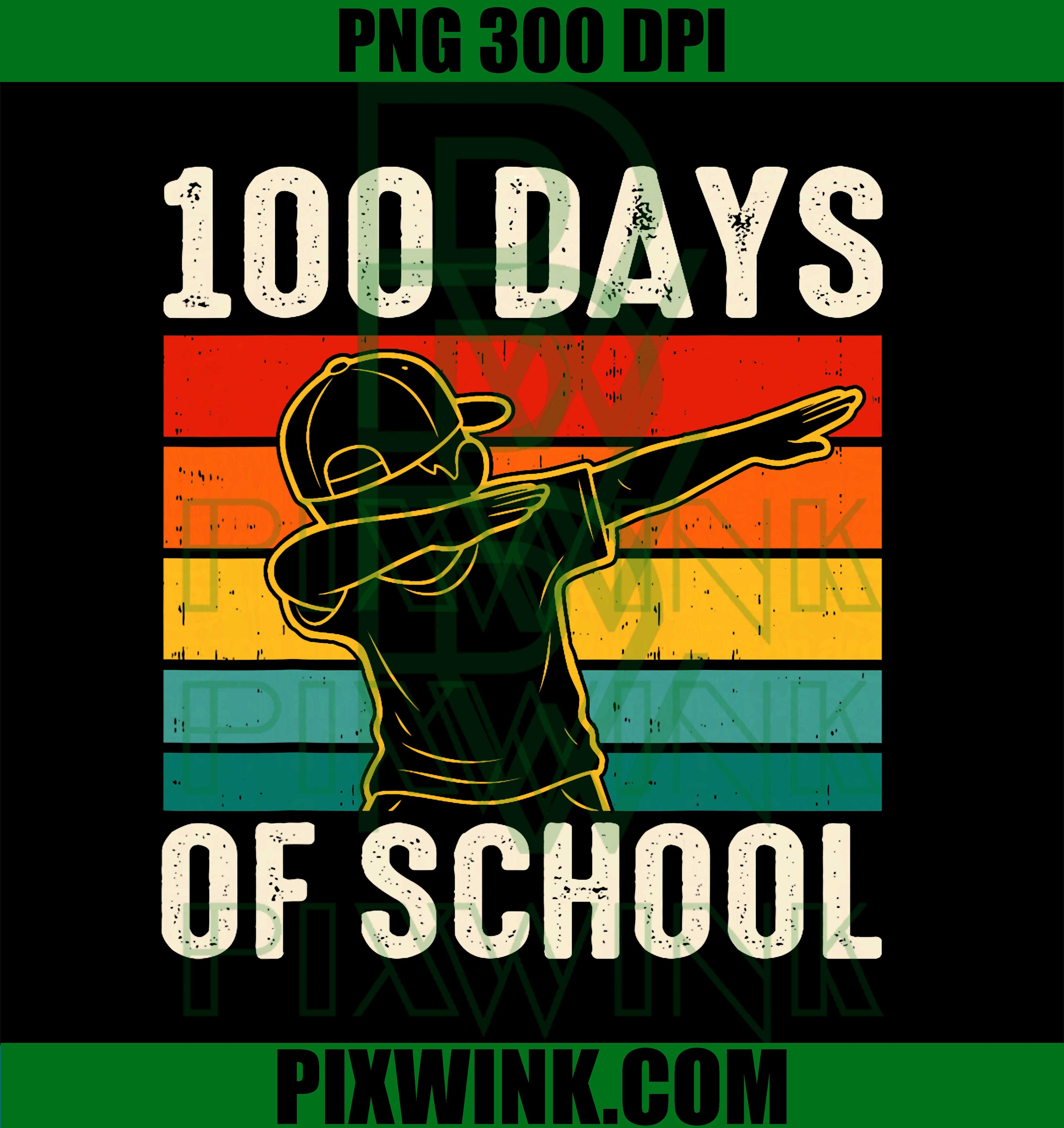 100 Days Bruh Dabbing Boys, Funny 100th Day of School PNG