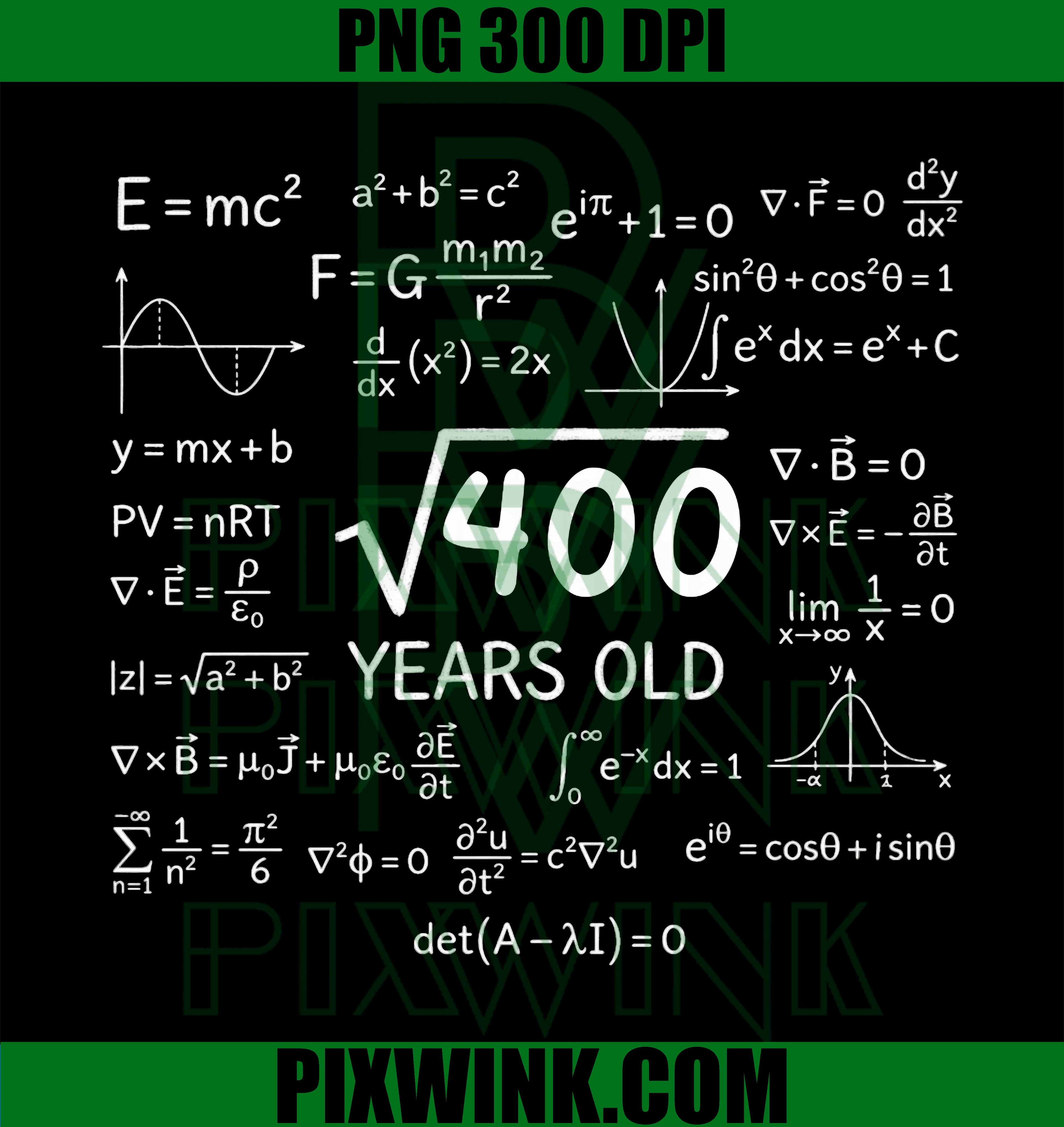 20 Years Old Math Nerd PNG, Funny Geek 20th Birthday Graphic PNG