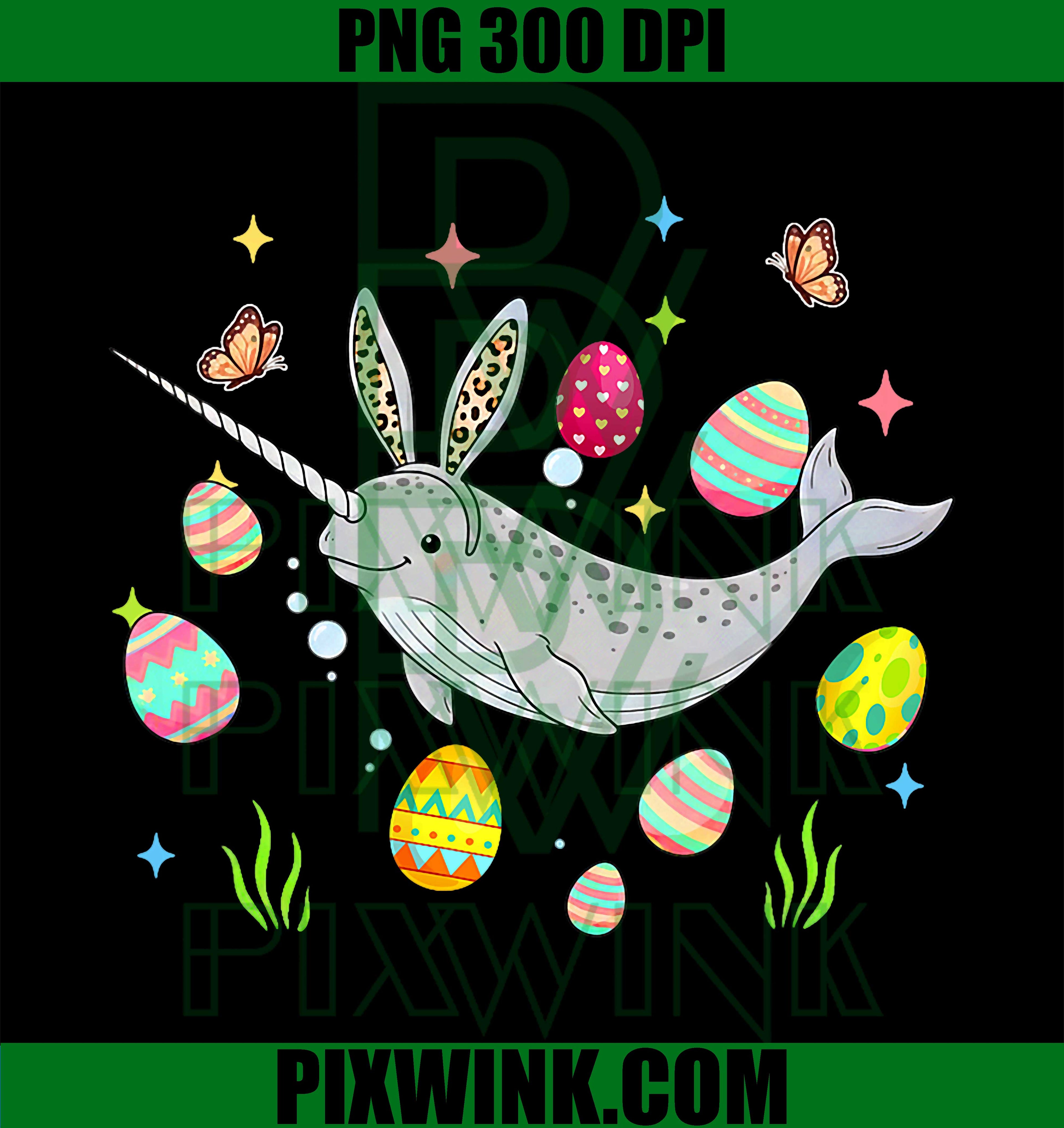 Leopard Bunny Narwhal PNG, Easter Kids Hunting Eggs PNG